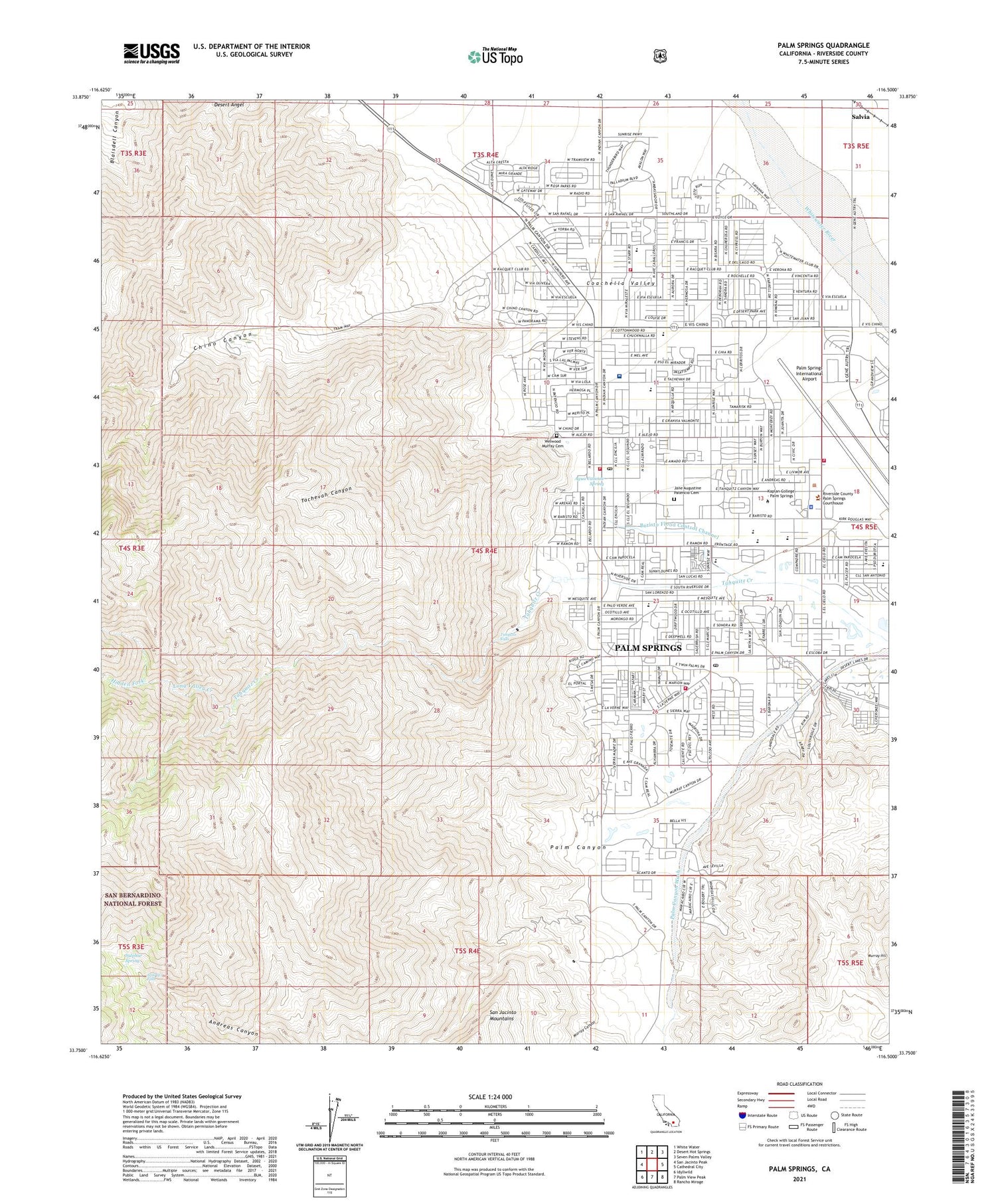Palm Springs California US Topo Map Image