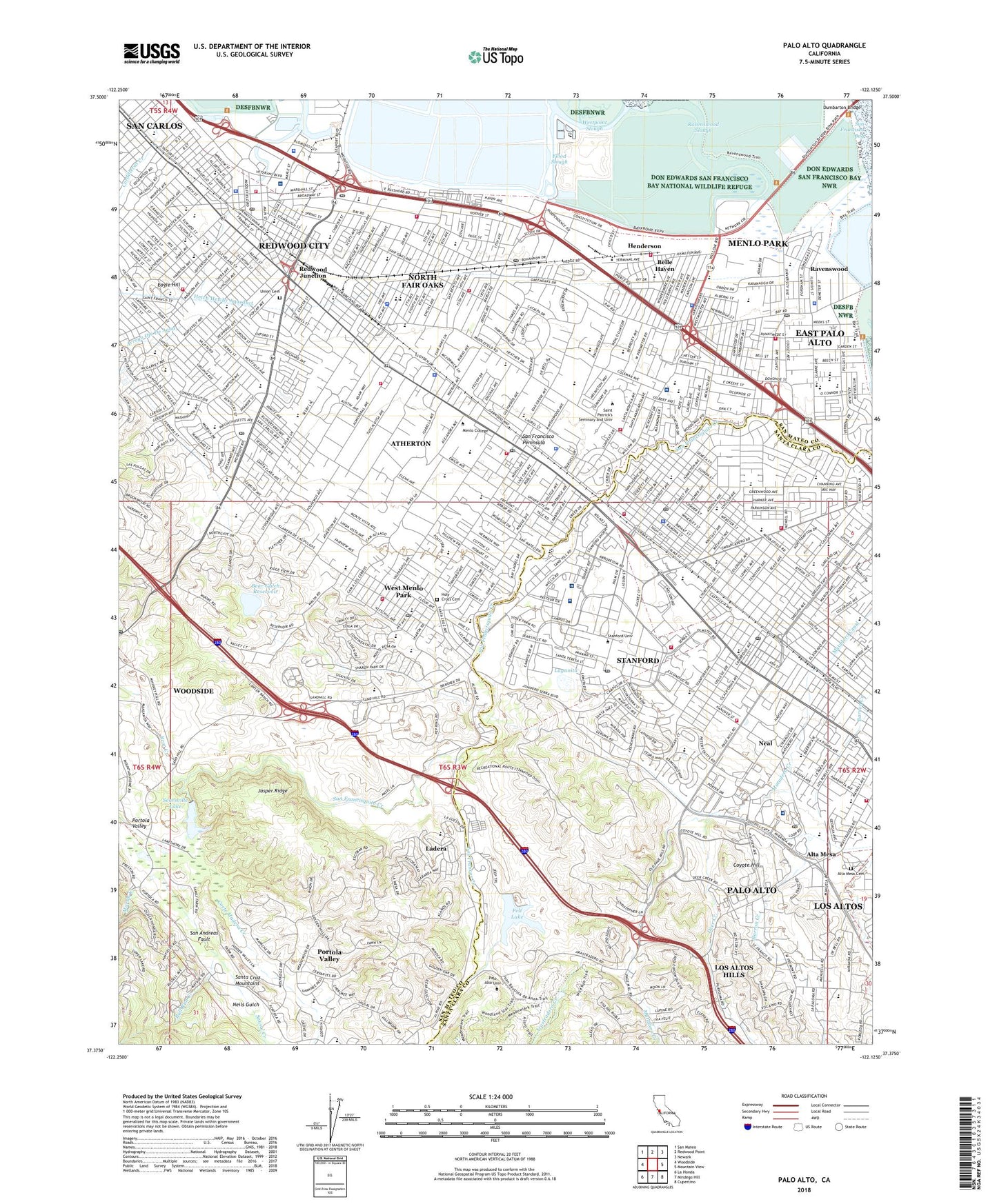 Palo Alto California US Topo Map Image