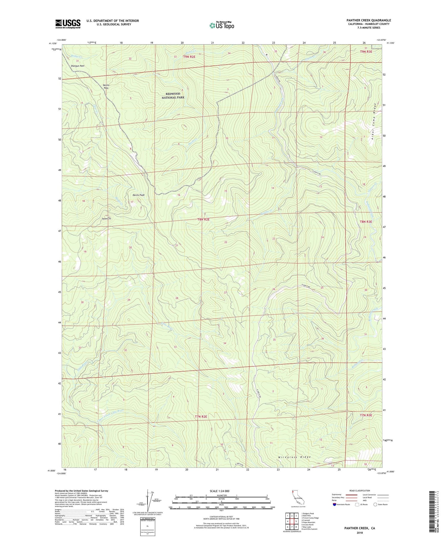 Panther Creek California US Topo Map Image