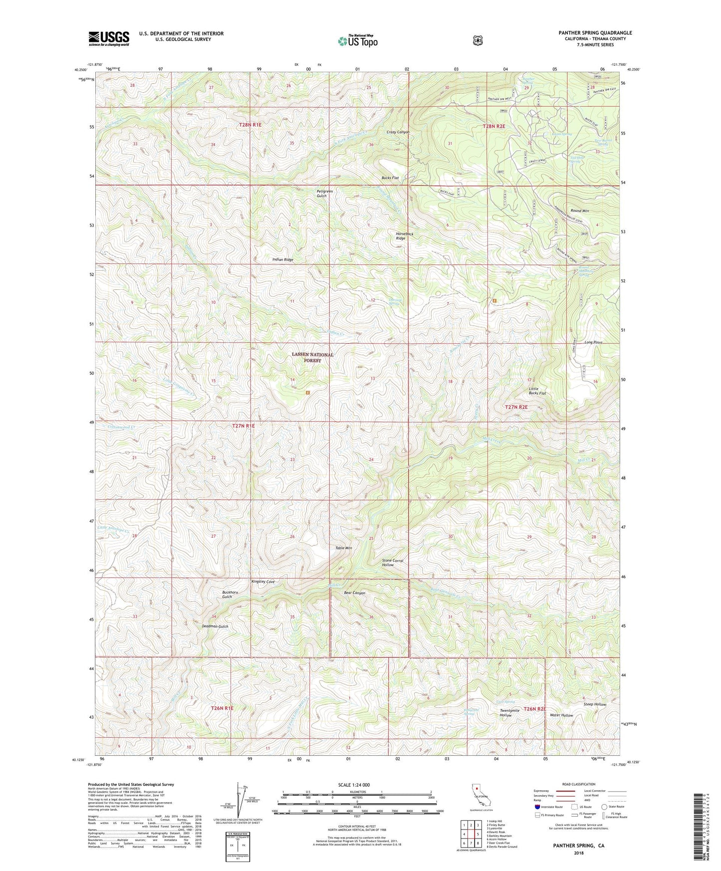 Panther Spring California US Topo Map Image