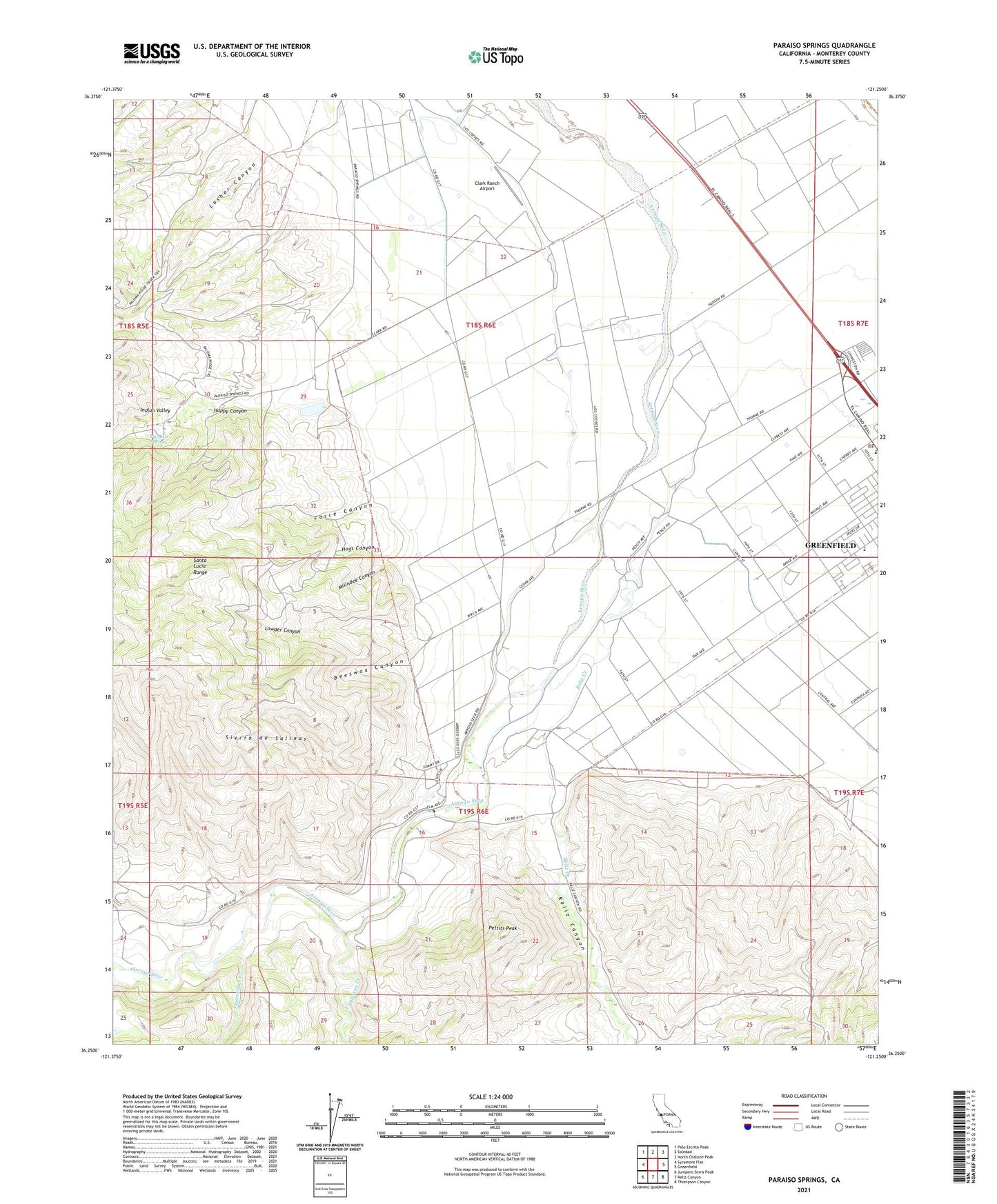 Paraiso Springs California US Topo Map Image