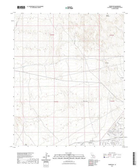 Parker NW California US Topo Map Image