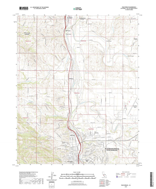 Paso Robles California US Topo Map Image