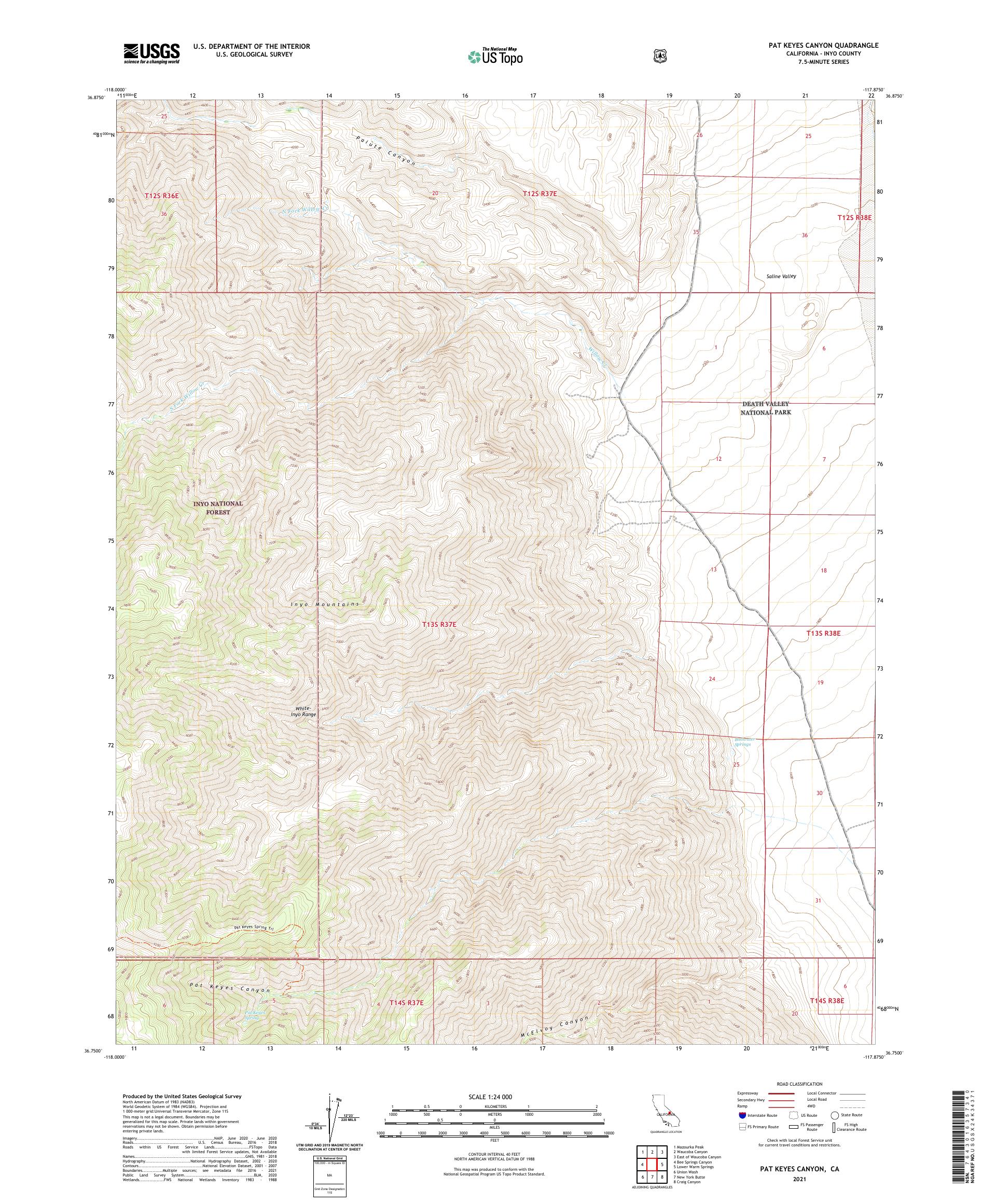 Pat Keyes Canyon California US Topo Map – MyTopo Map Store
