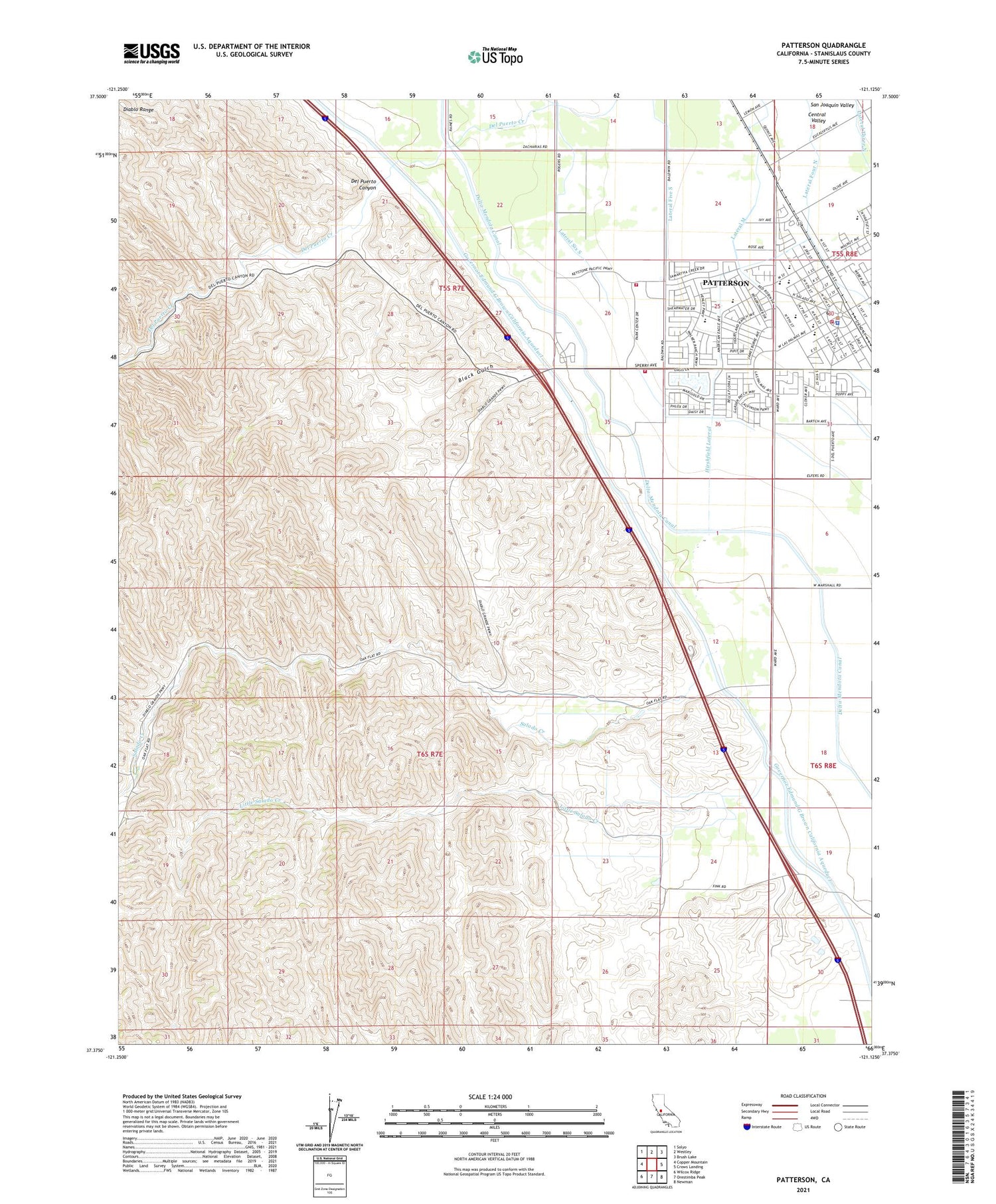 Patterson California US Topo Map Image