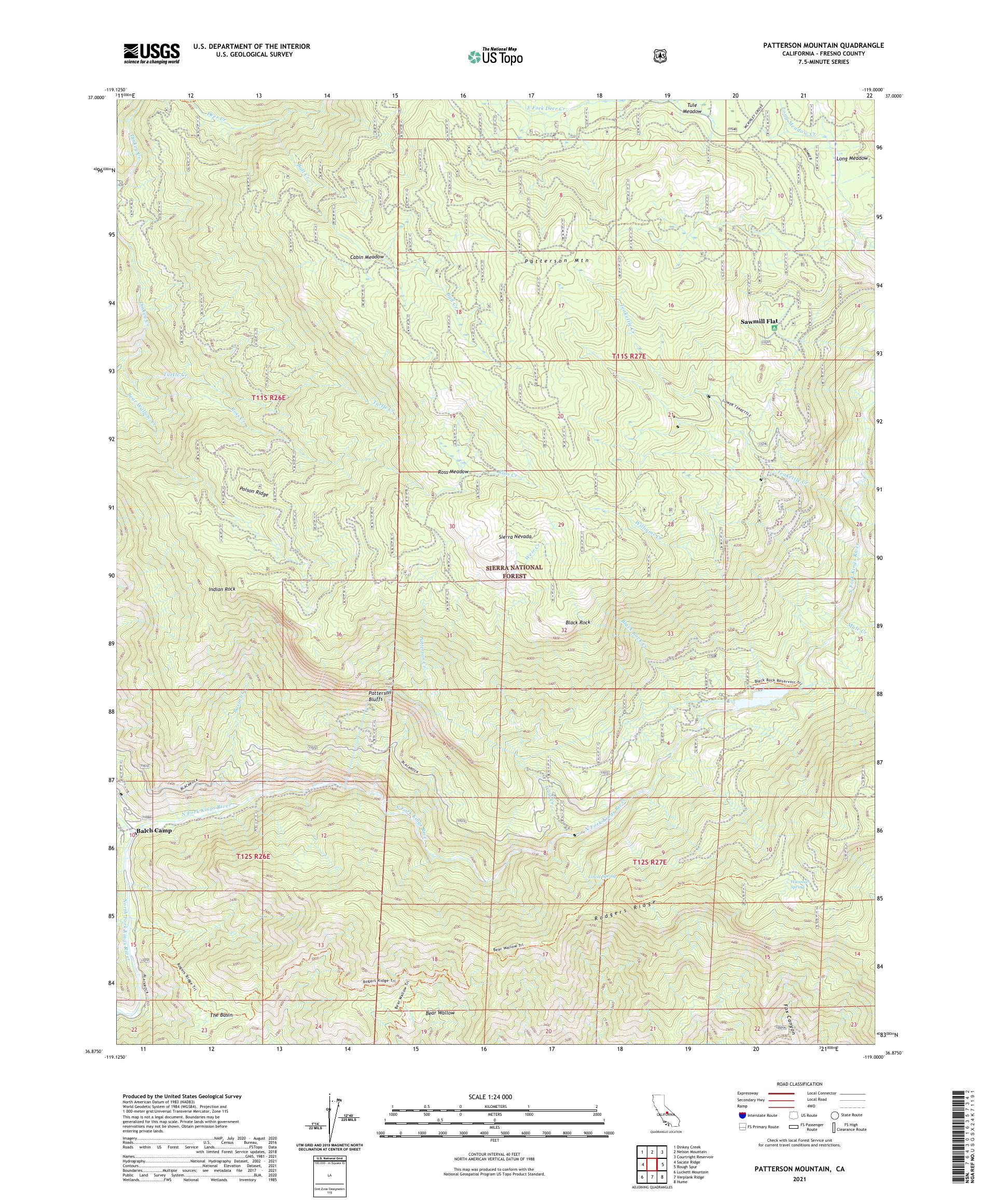 Patterson Mountain California US Topo Map – MyTopo Map Store