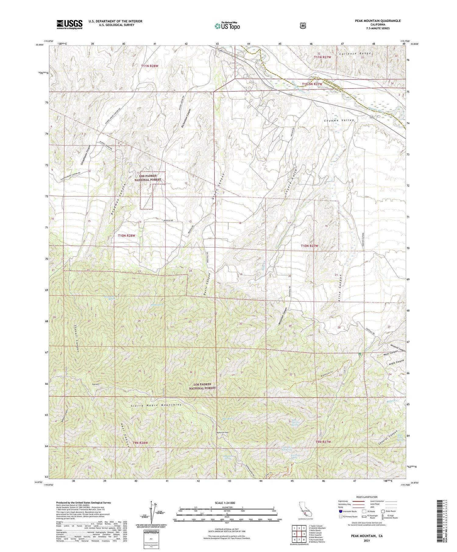 Peak Mountain California US Topo Map Image