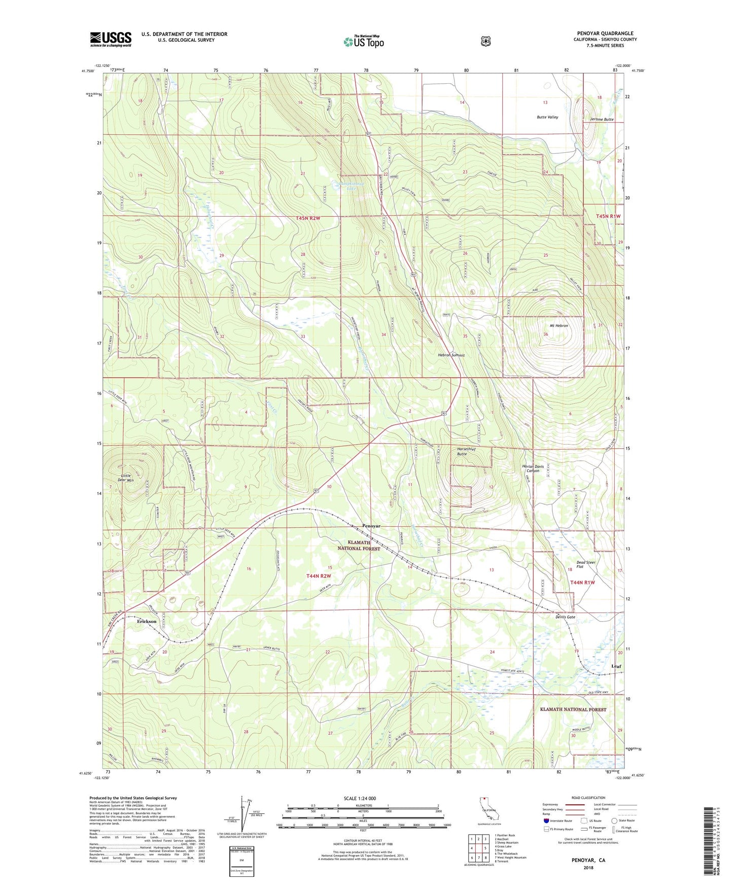 Penoyar California US Topo Map Image