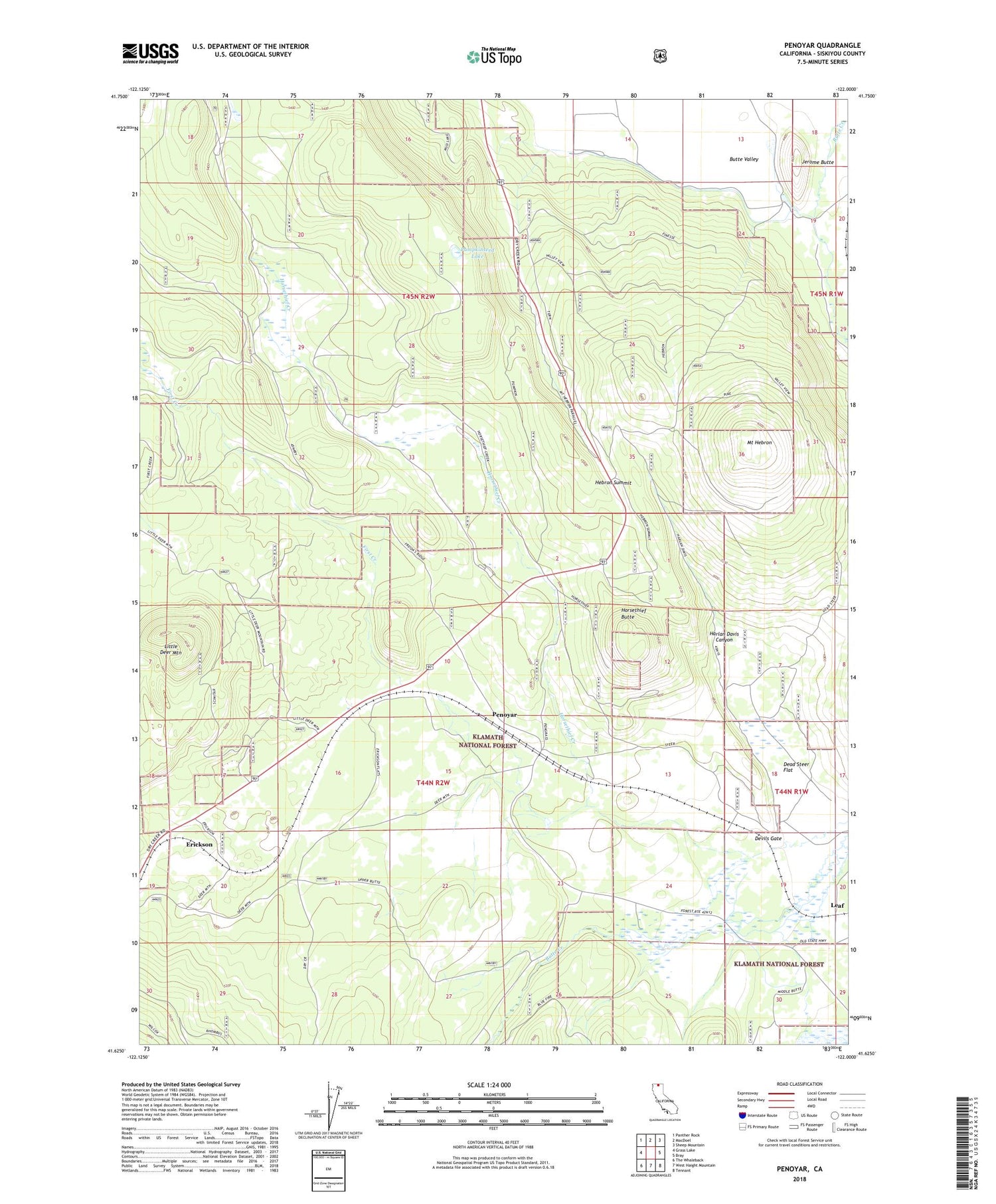 Penoyar California US Topo Map Image