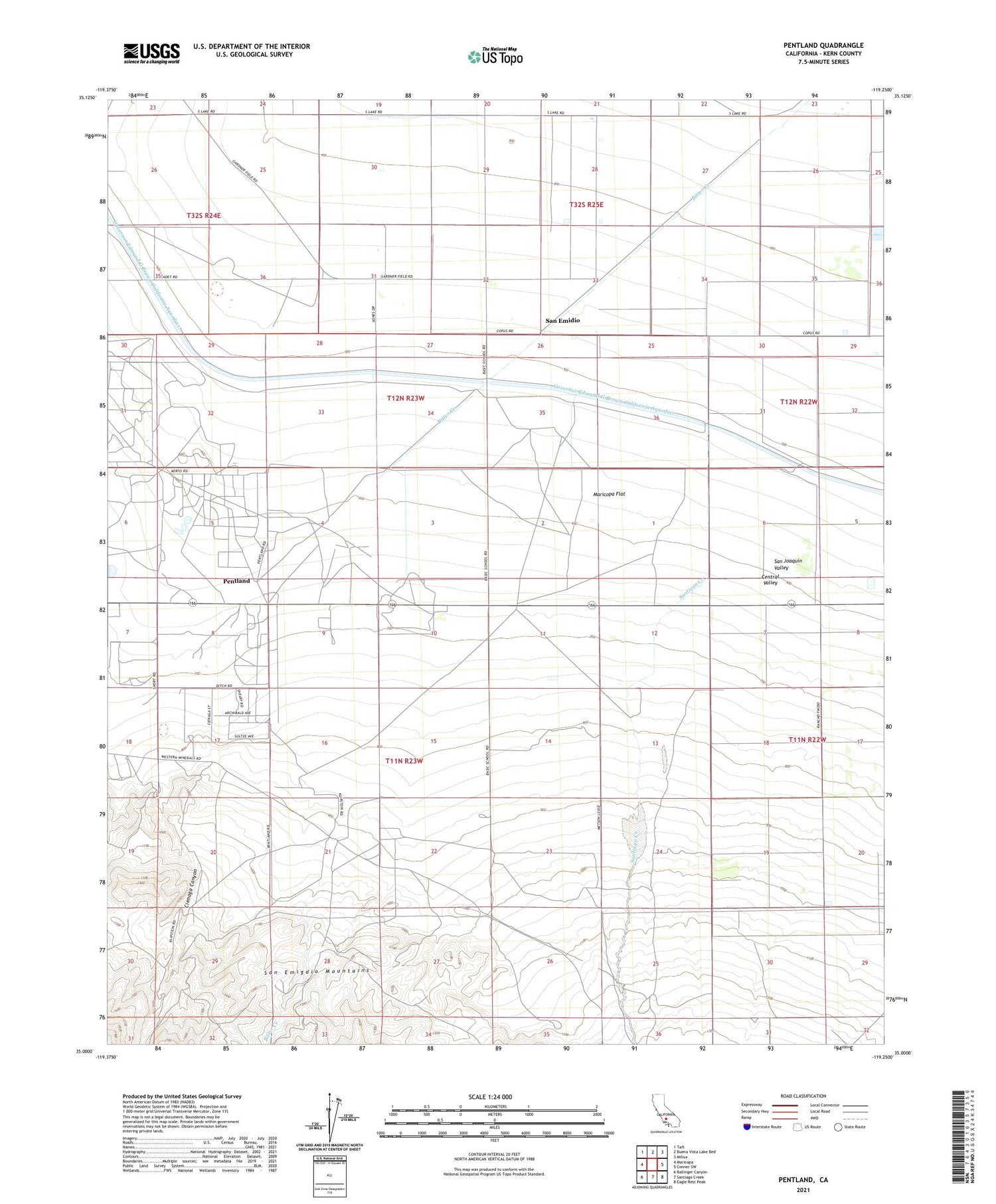 Pentland California US Topo Map Image