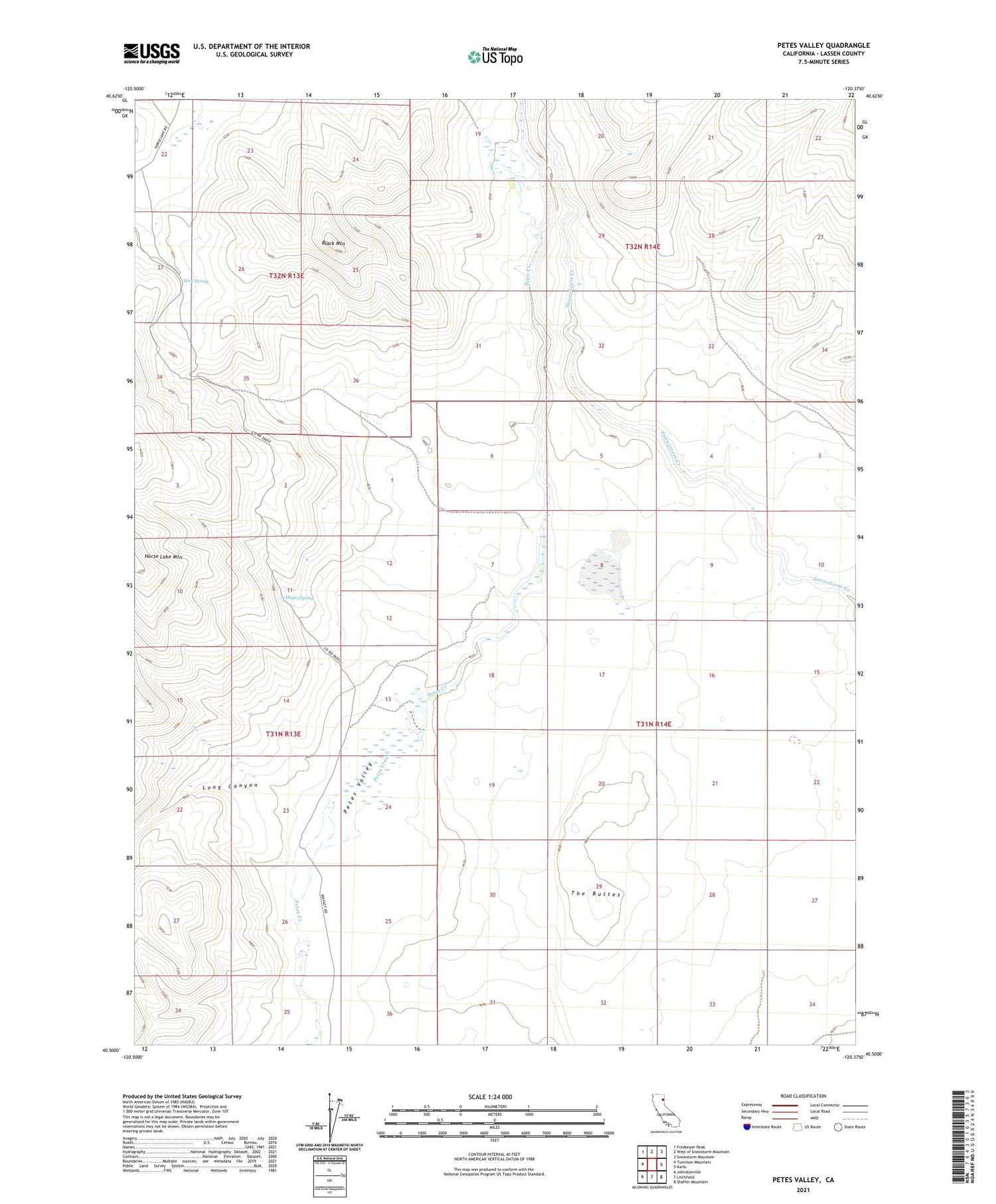 Petes Valley California US Topo Map Image