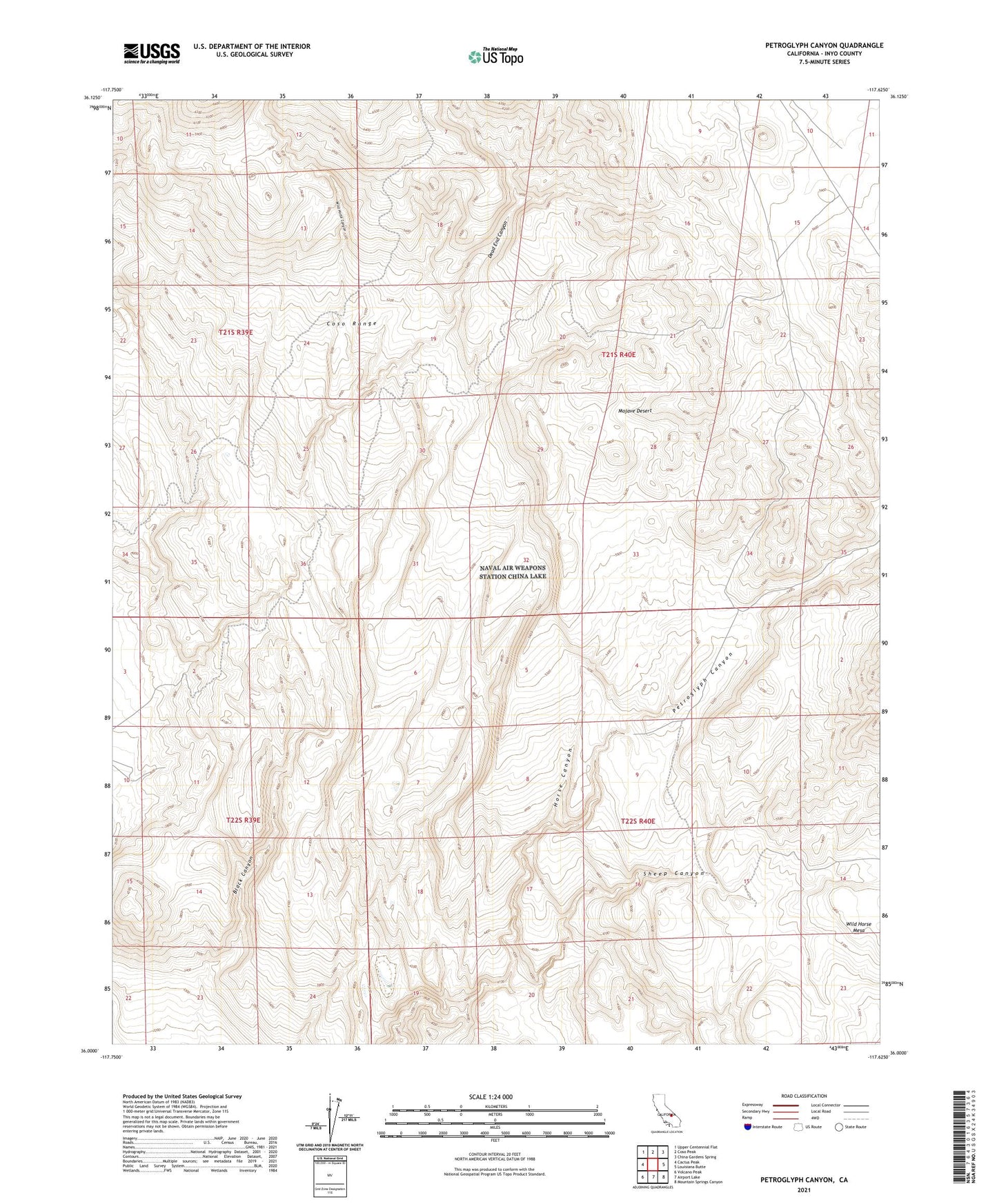 Petroglyph Canyon California US Topo Map Image