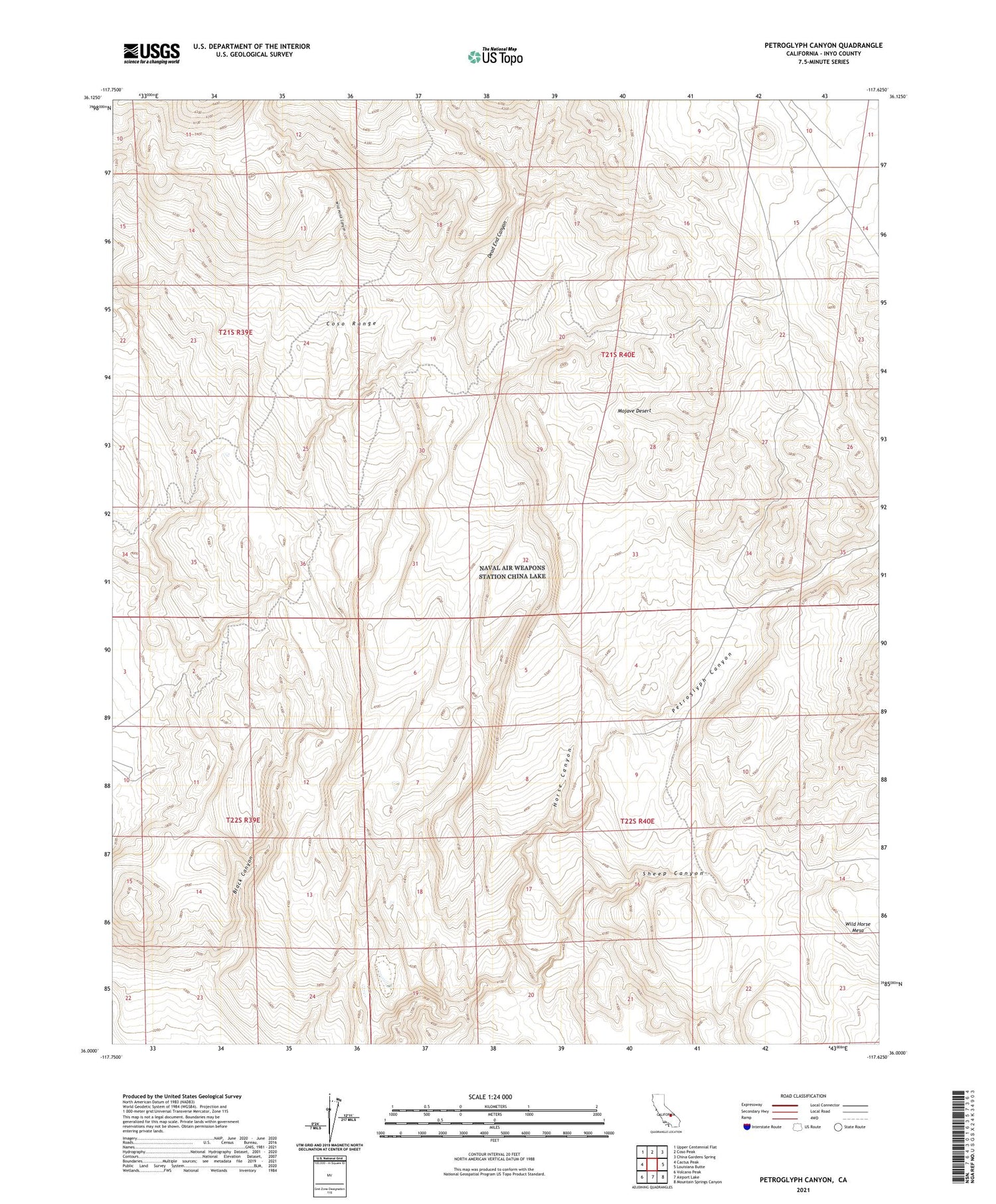 Petroglyph Canyon California US Topo Map Image