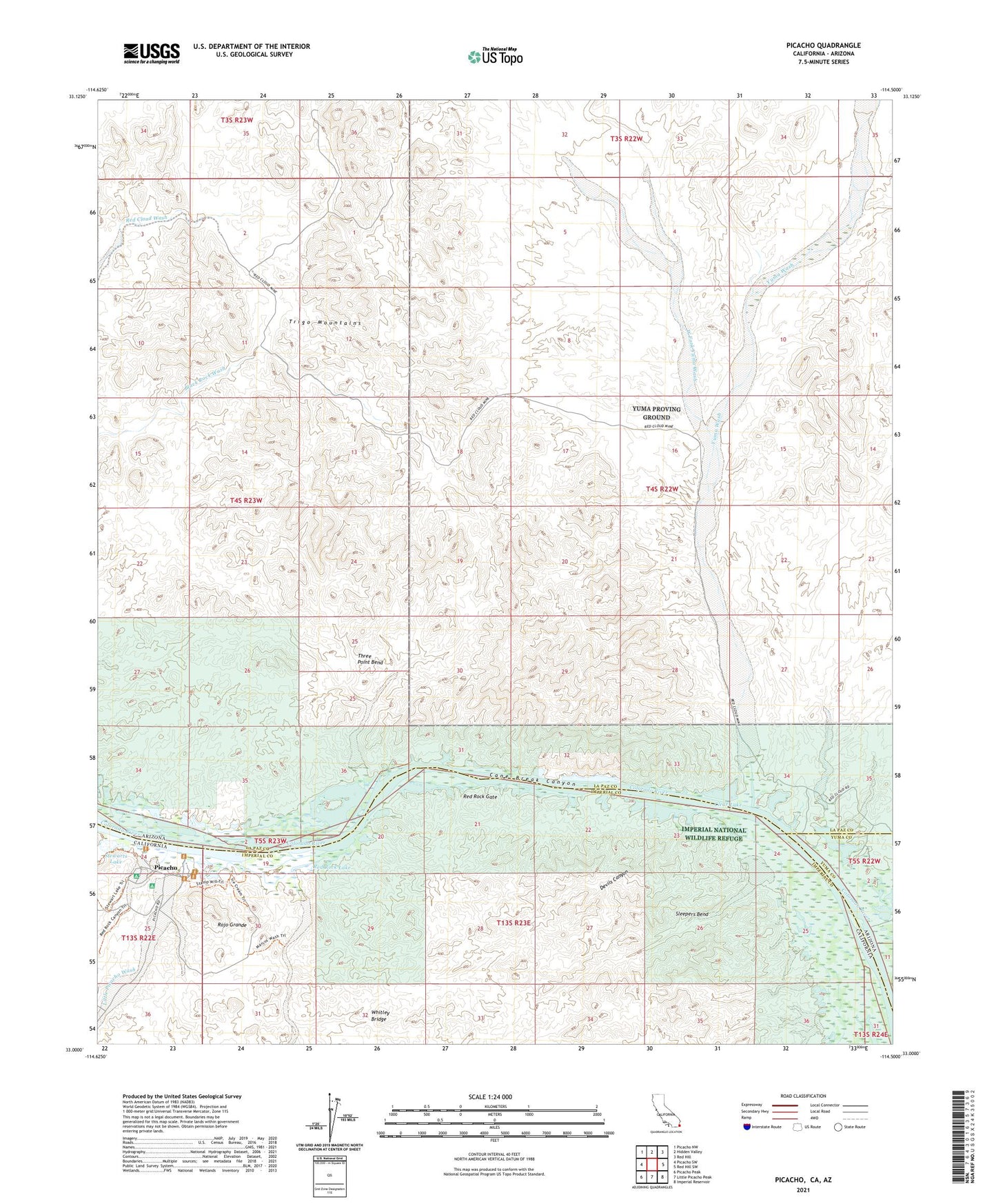 Picacho California US Topo Map Image