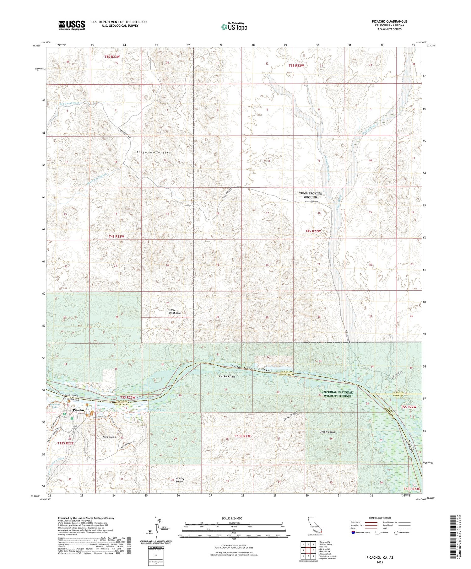 Picacho California US Topo Map Image