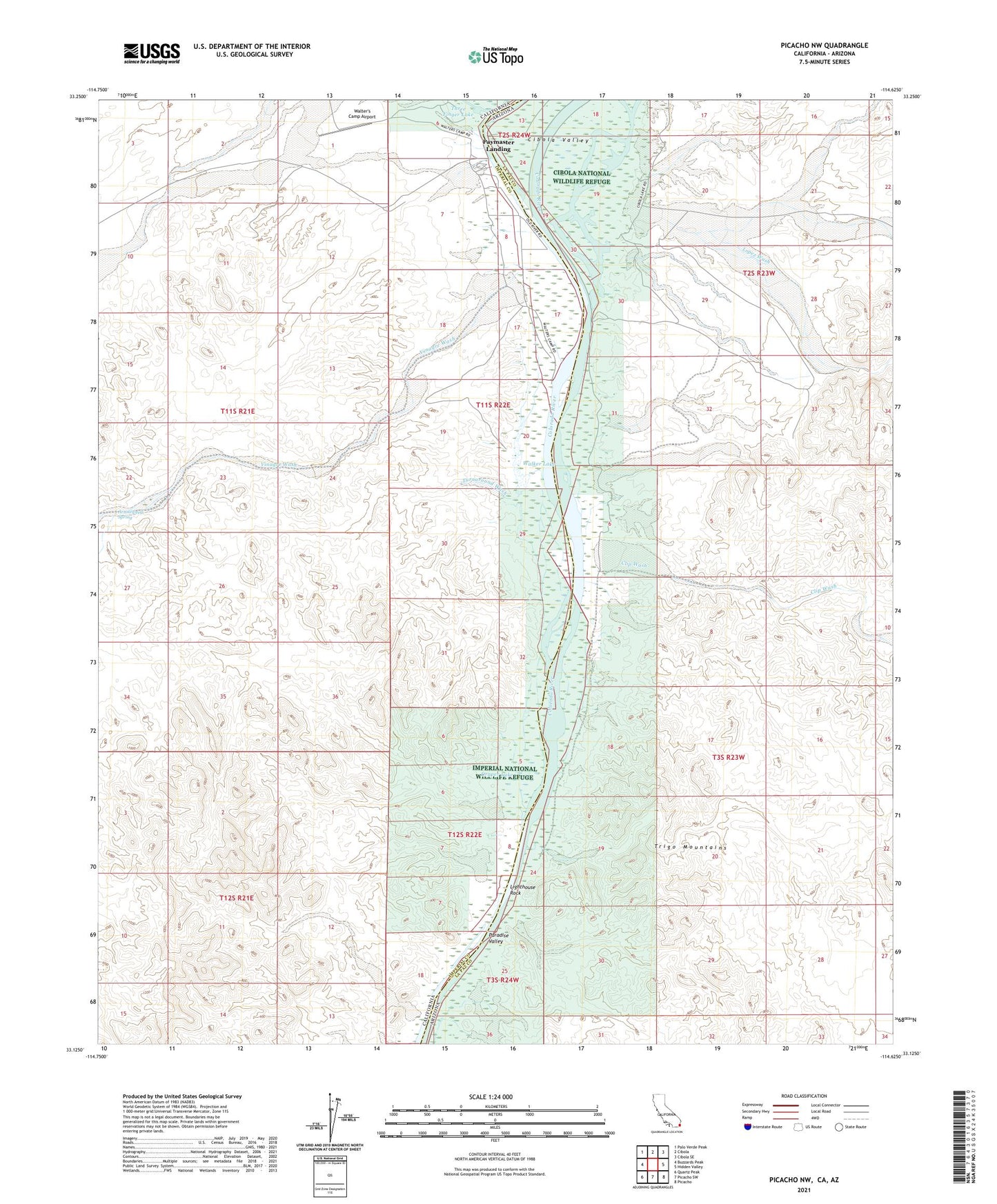 Picacho NW California US Topo Map Image