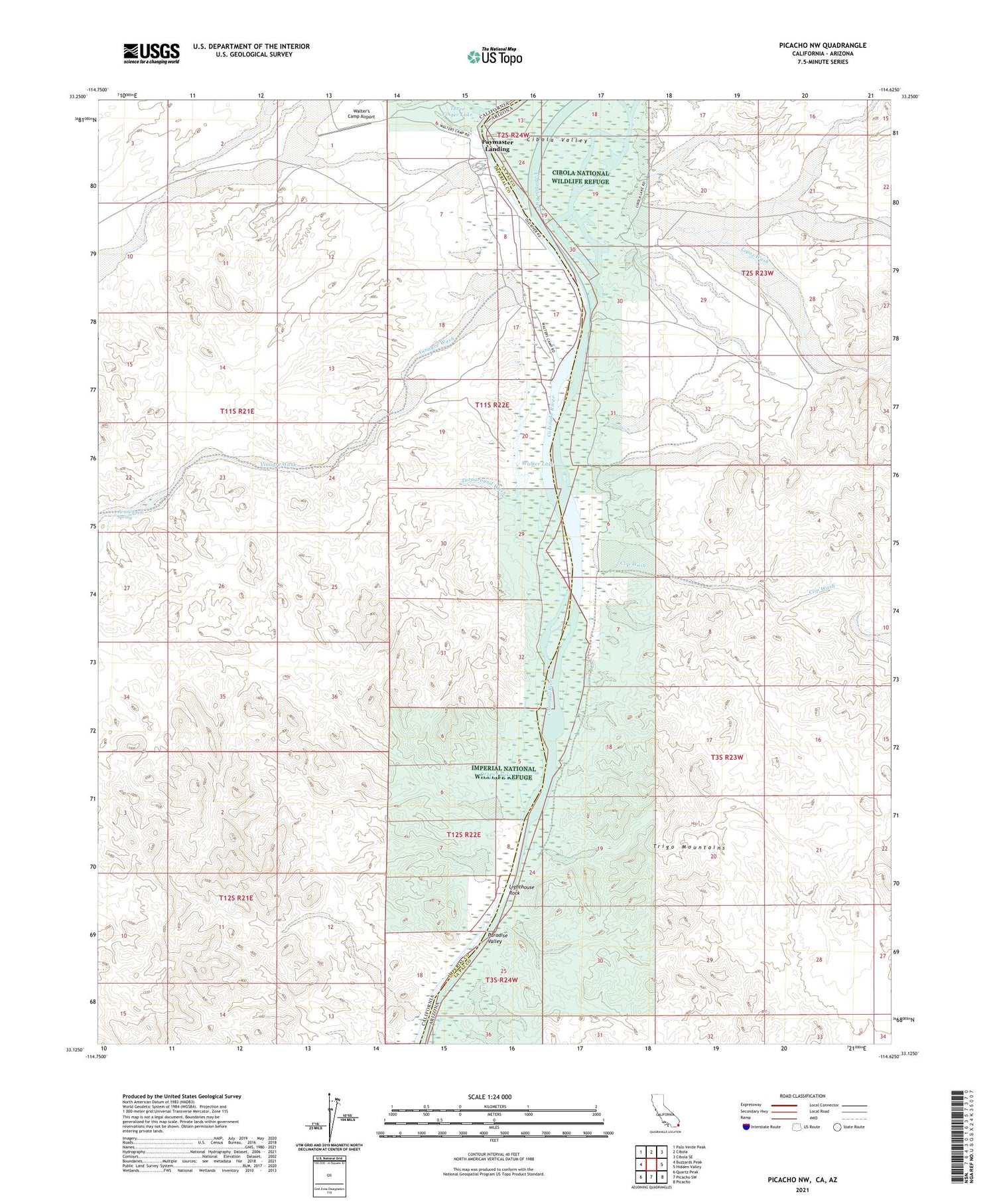 Picacho NW California US Topo Map Image