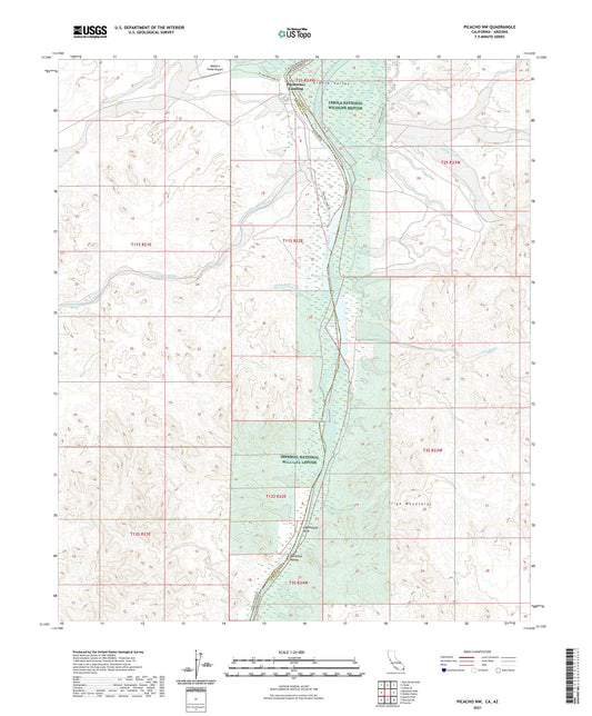 Picacho NW California US Topo Map Image