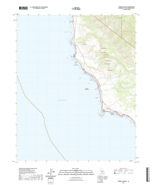 Piedras Blancas California US Topo Map Image