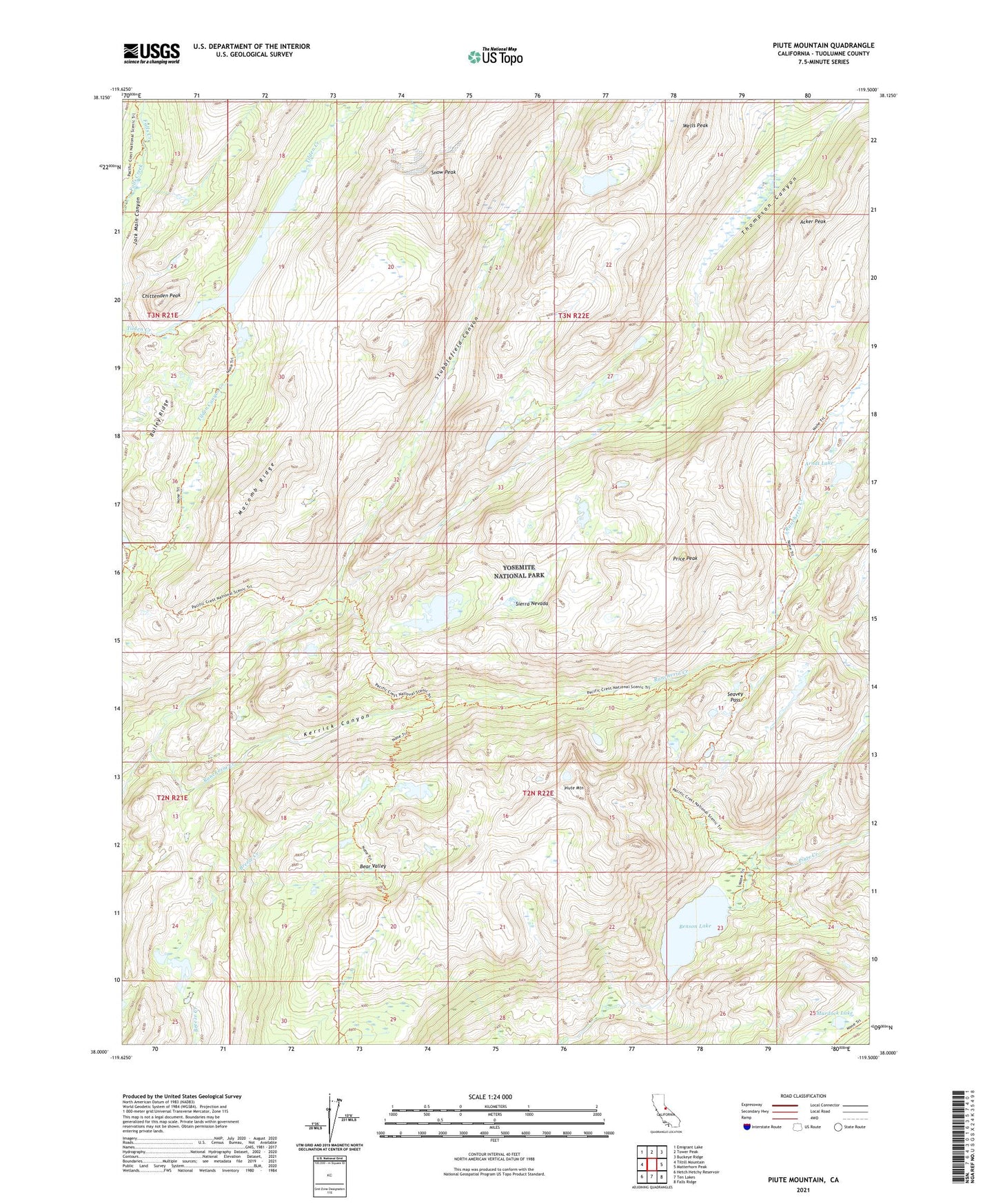 Piute Mountain California US Topo Map Image