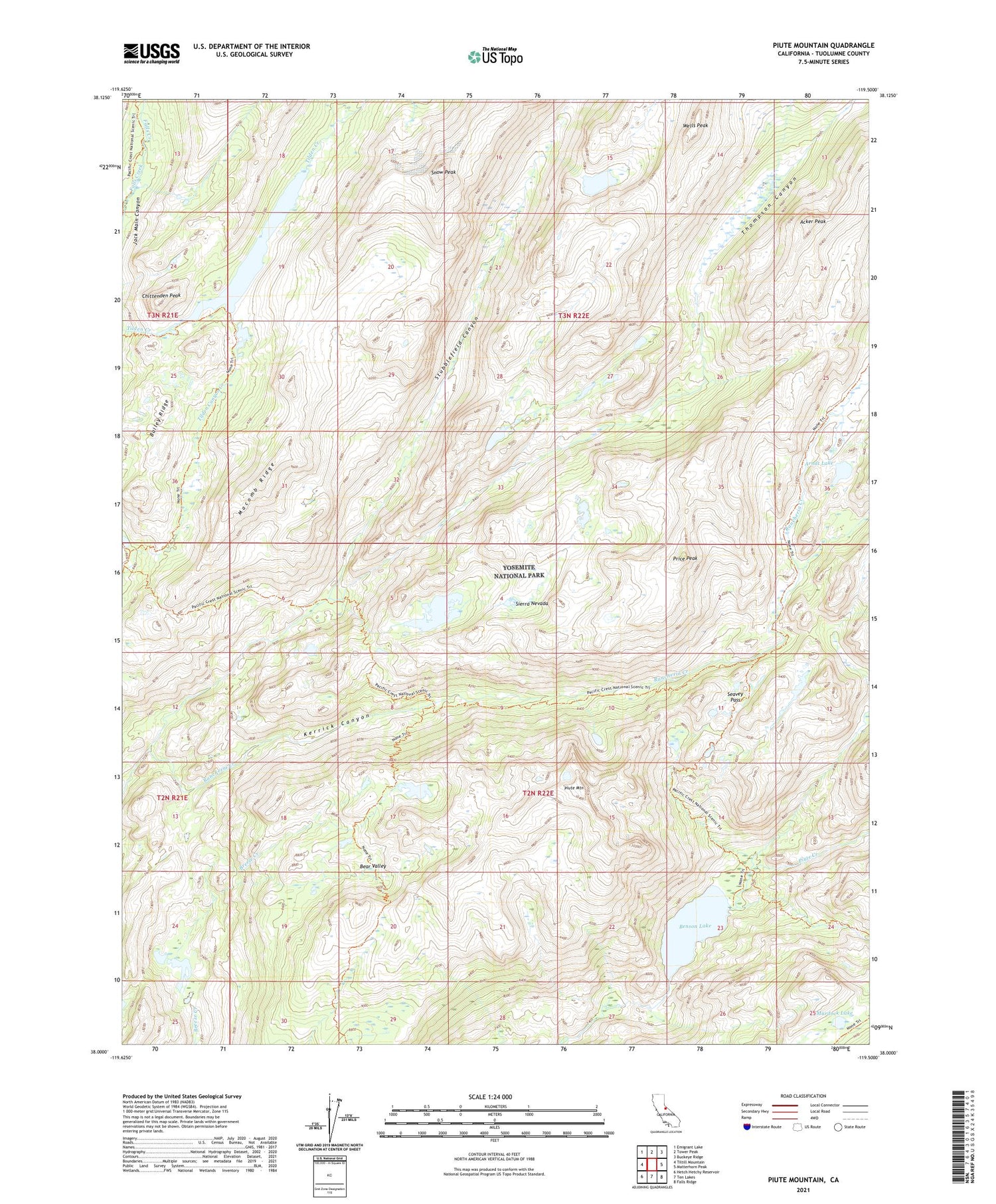 Piute Mountain California US Topo Map Image