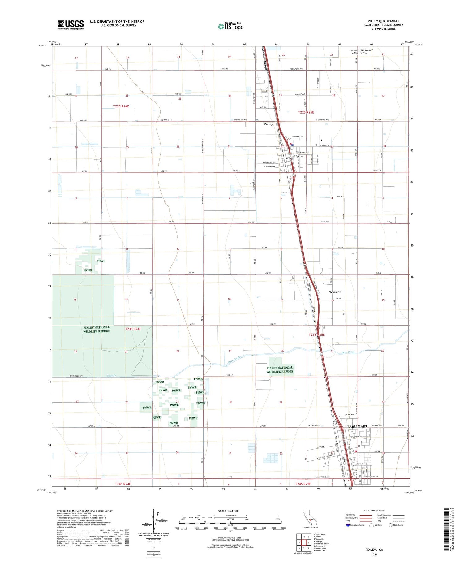 Pixley California US Topo Map Image