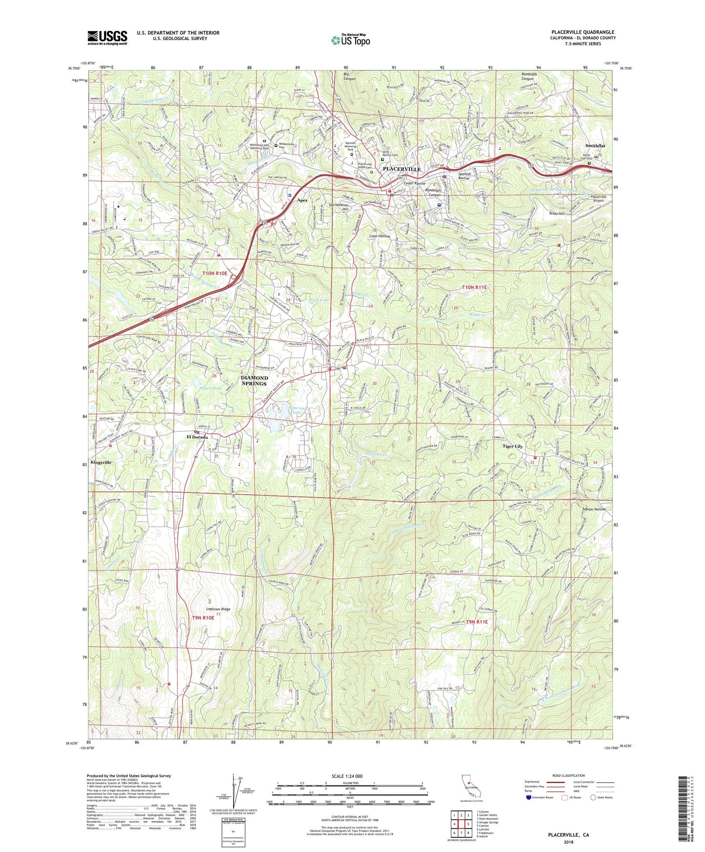 Placerville California US Topo Map Image