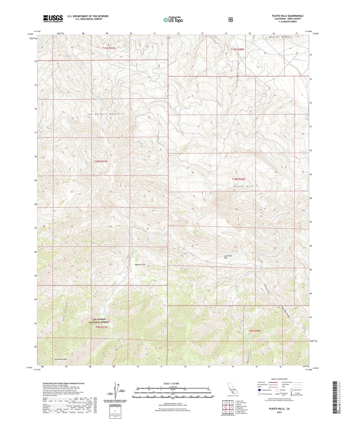 Pleito Hills California US Topo Map Image