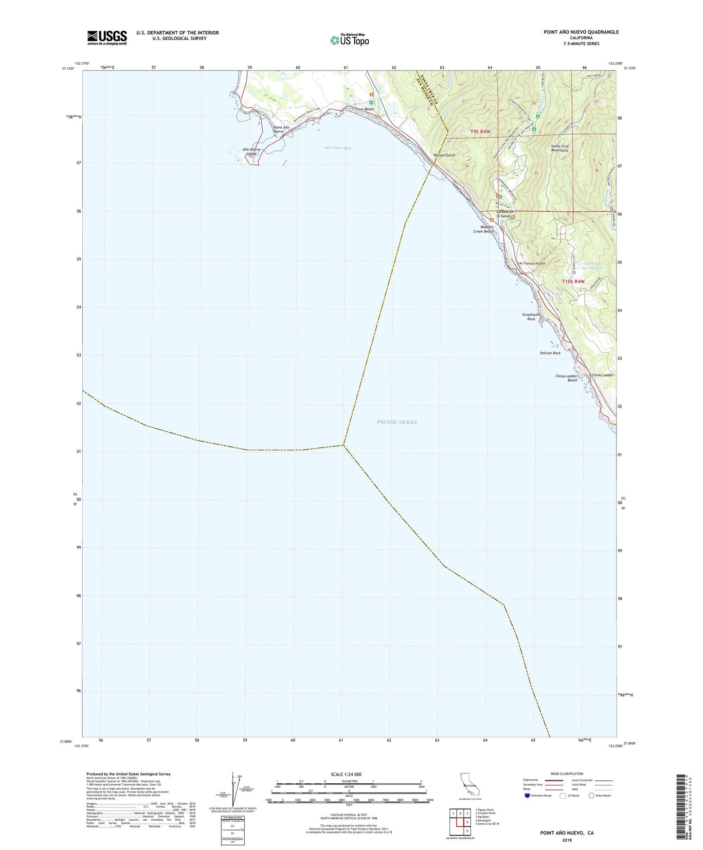 Point Ano Nuevo California US Topo Map Image