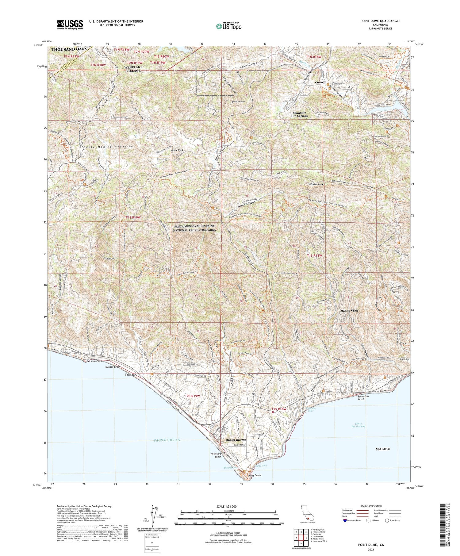 Point Dume California US Topo Map Image