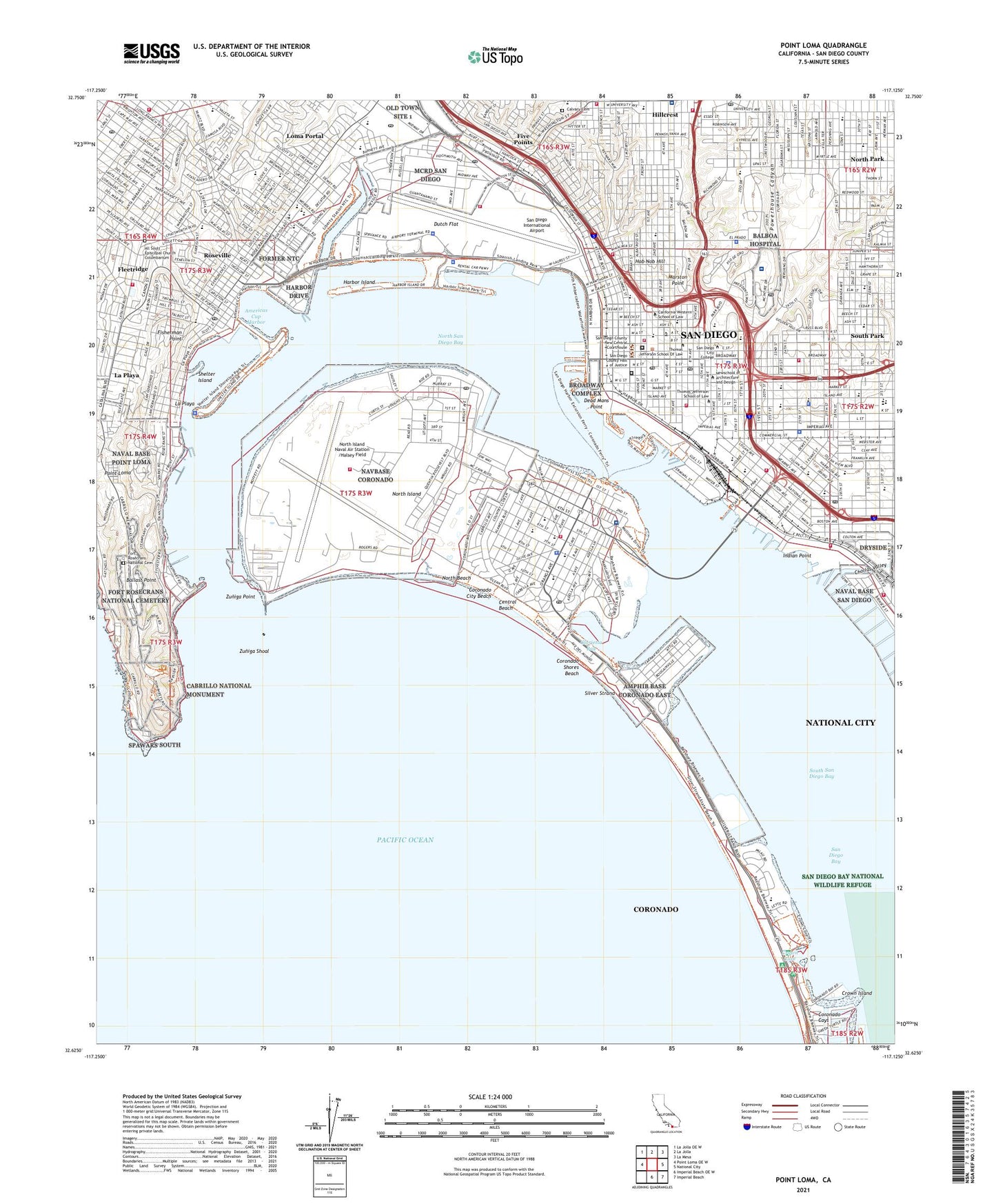 Point Loma California US Topo Map Image