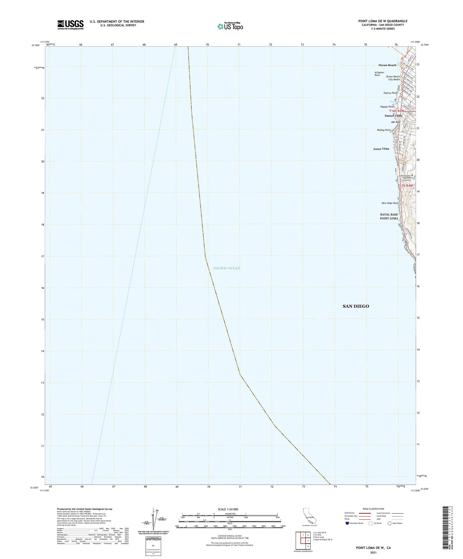 Point Loma OE W California US Topo Map Image