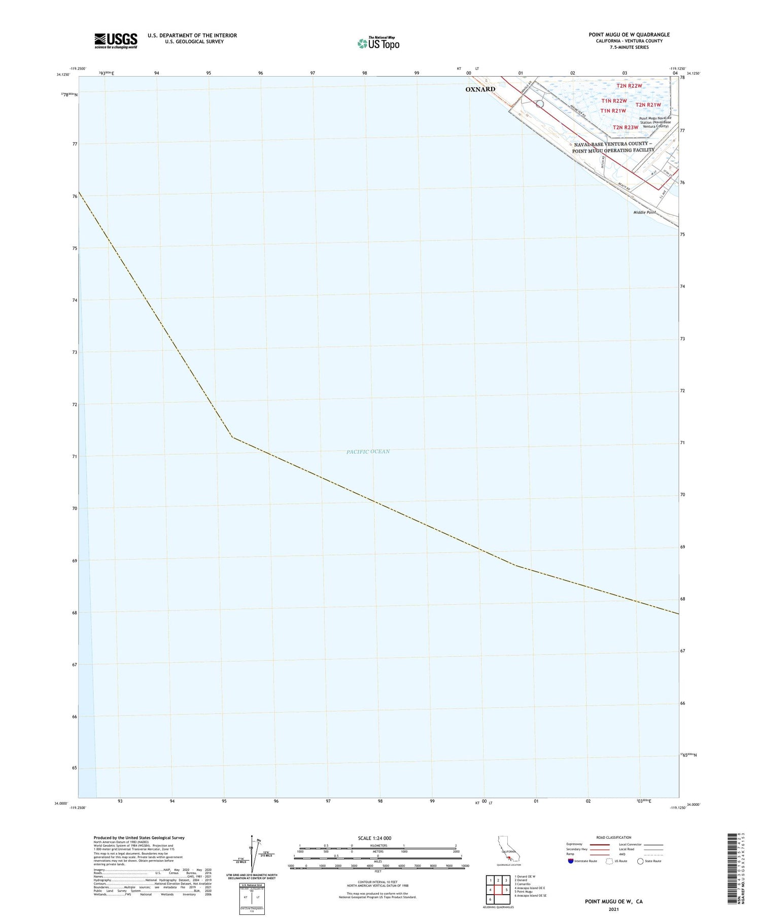 Point Mugu OE W California US Topo Map Image