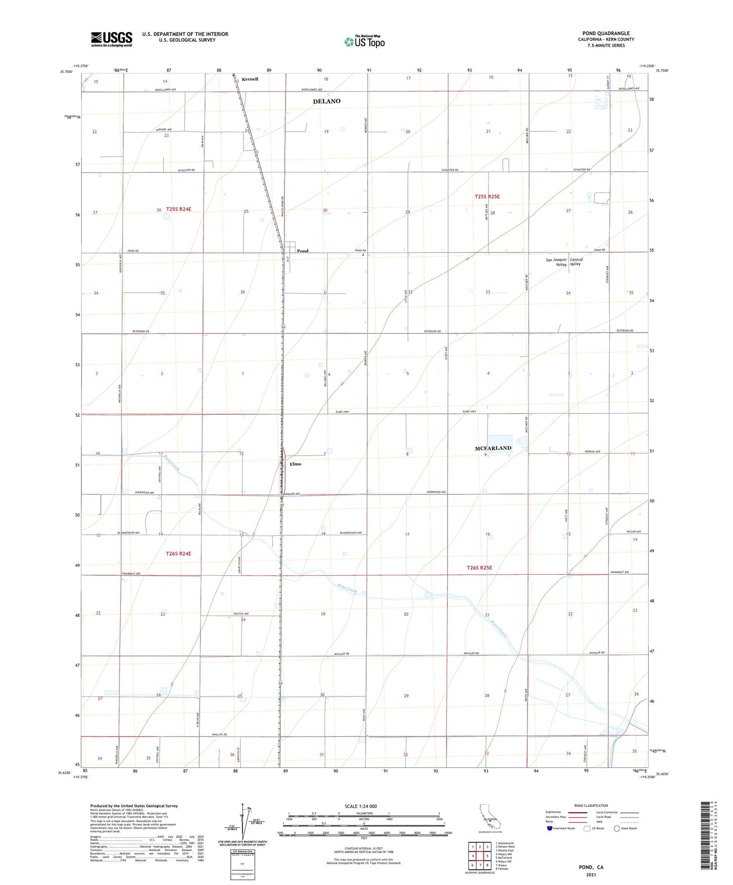 Pond California US Topo Map Image