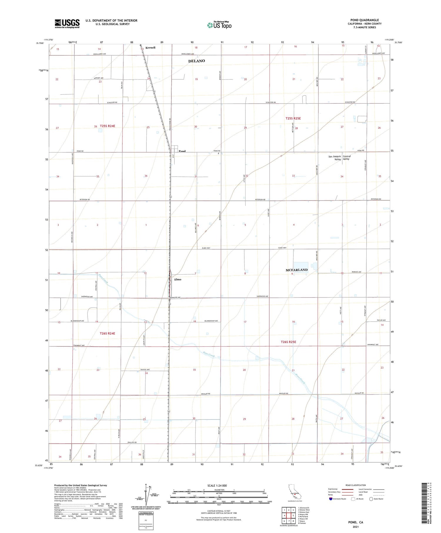 Pond California US Topo Map Image
