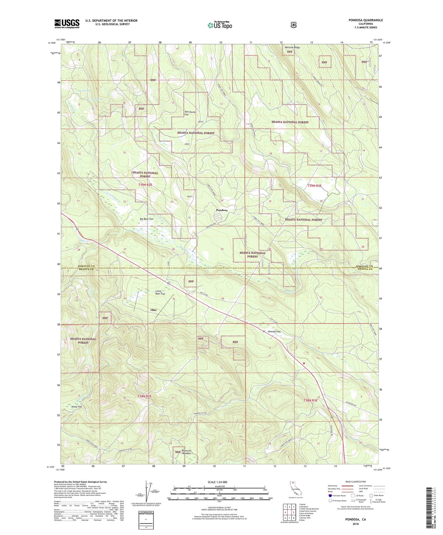 Pondosa California US Topo Map Image