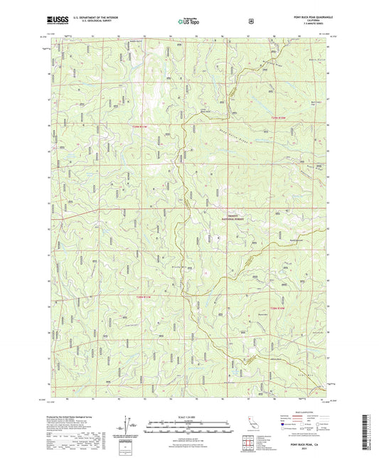Pony Buck Peak California US Topo Map Image