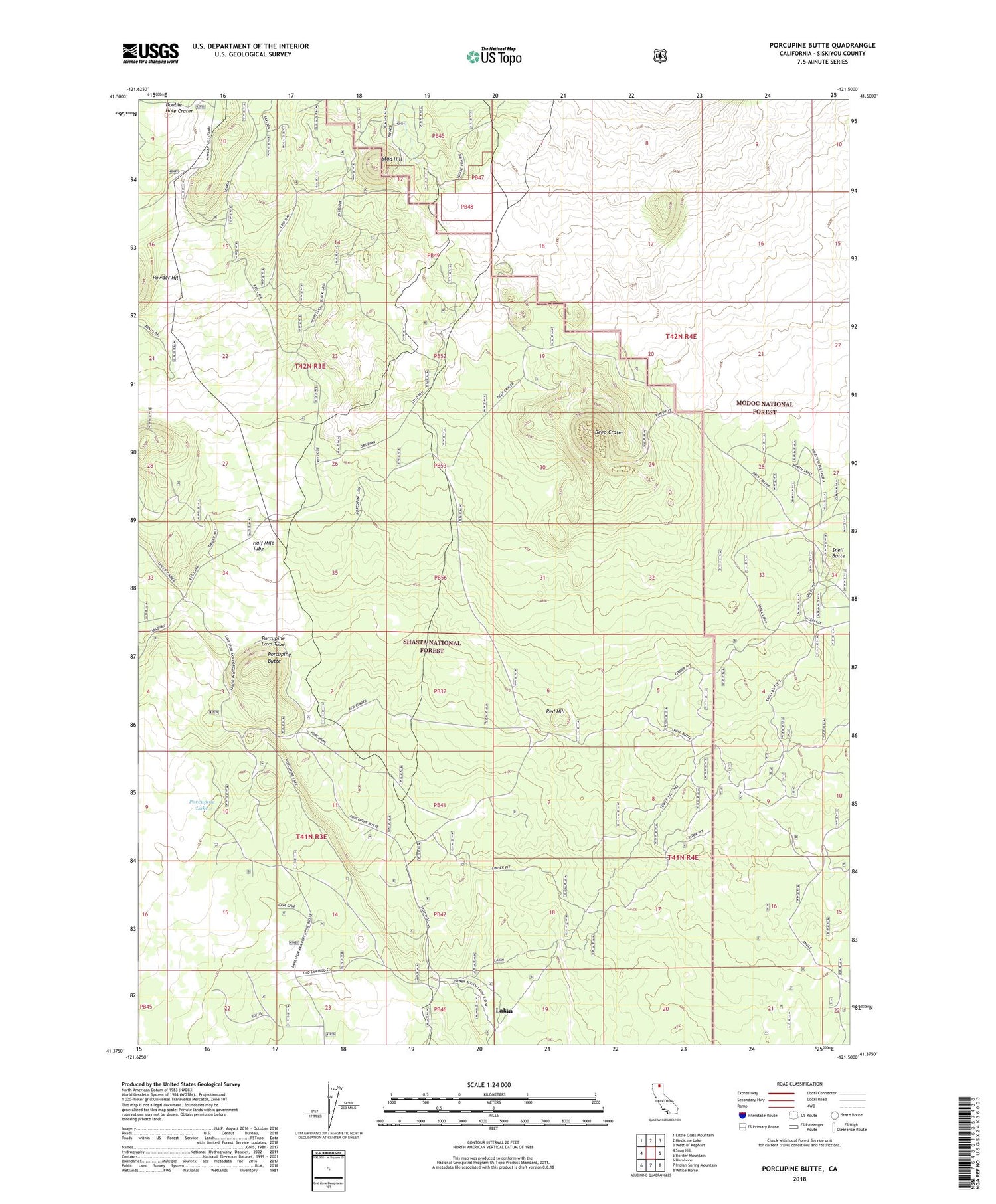 Porcupine Butte California US Topo Map Image