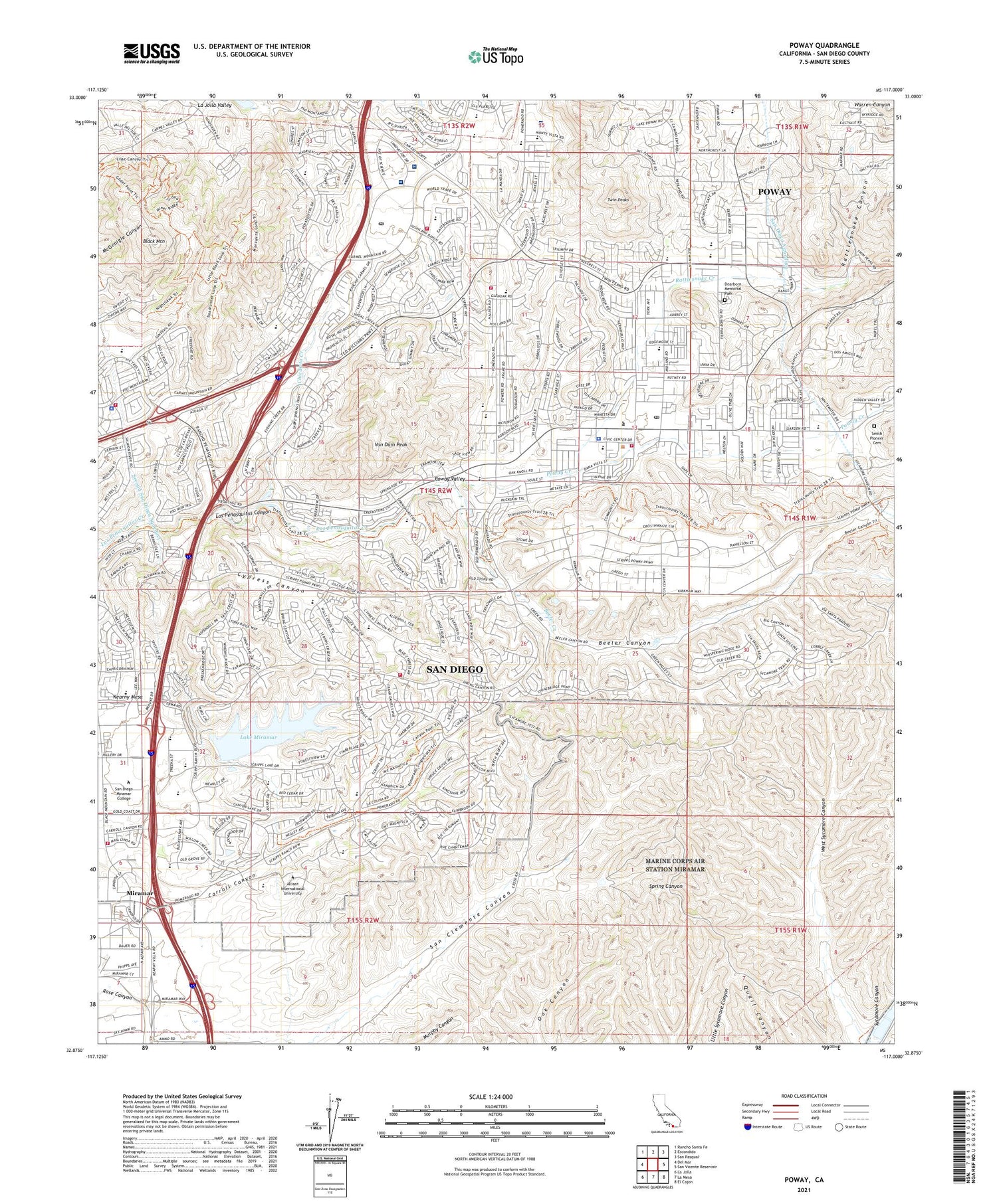 Poway California US Topo Map Image