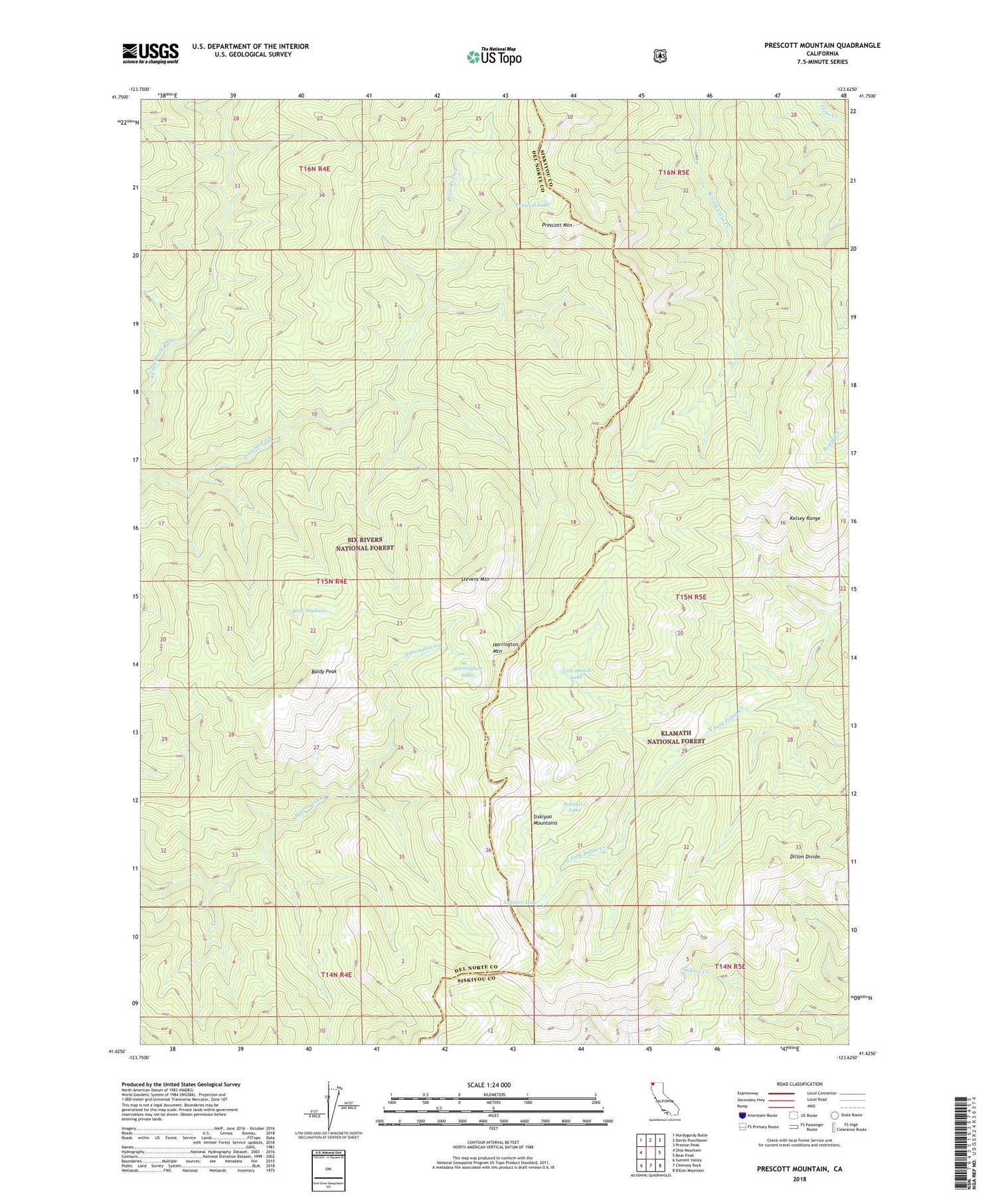 Prescott Mountain California US Topo Map Image