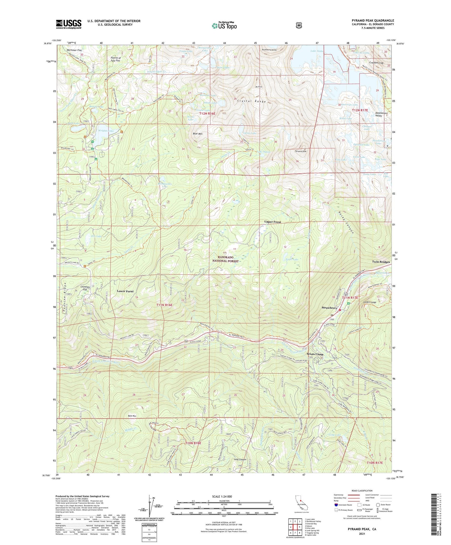 Pyramid Peak California US Topo Map Image