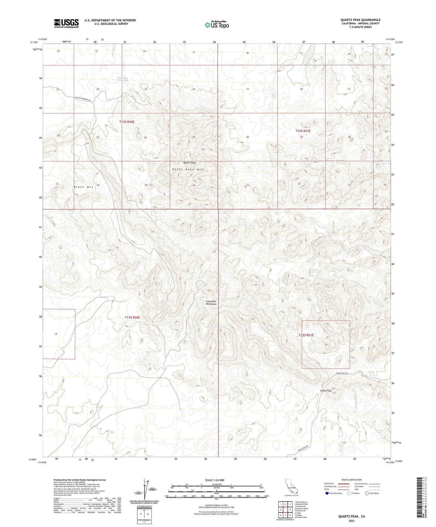 Quartz Peak California US Topo Map Image