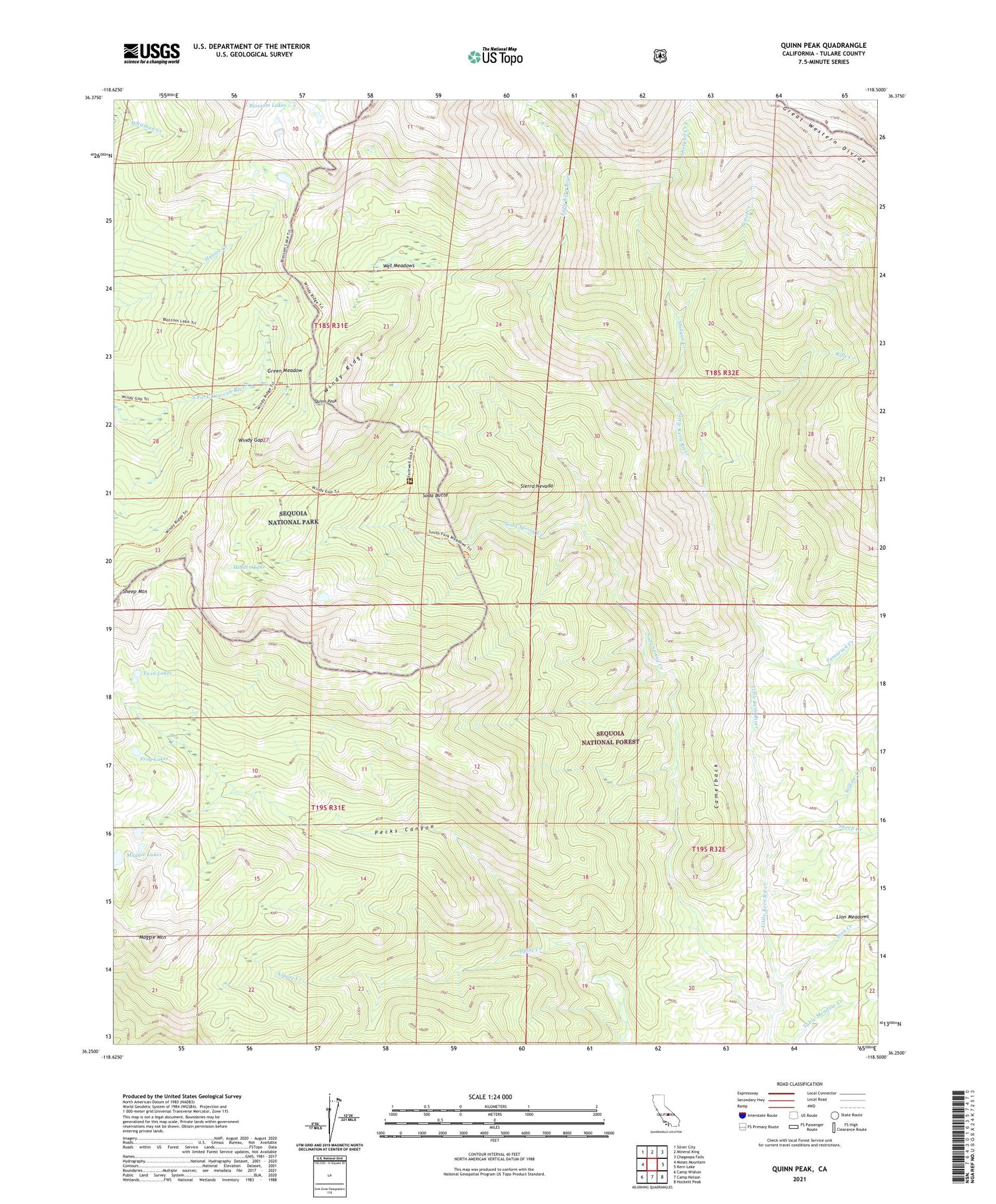 Quinn Peak California US Topo Map Image