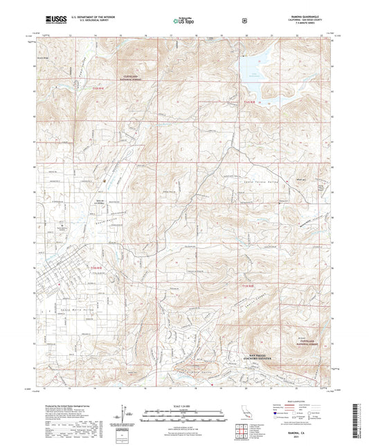 Ramona California US Topo Map Image