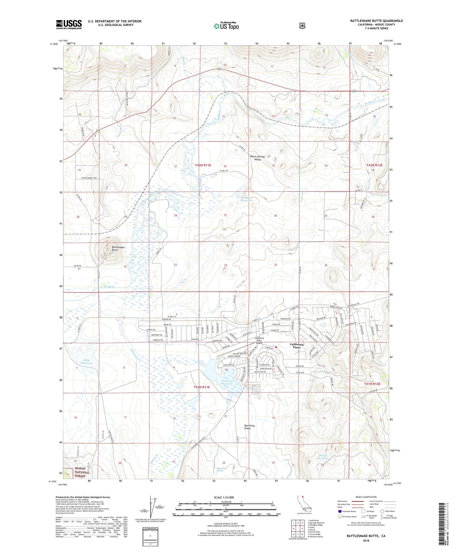 Rattlesnake Butte California US Topo Map Image