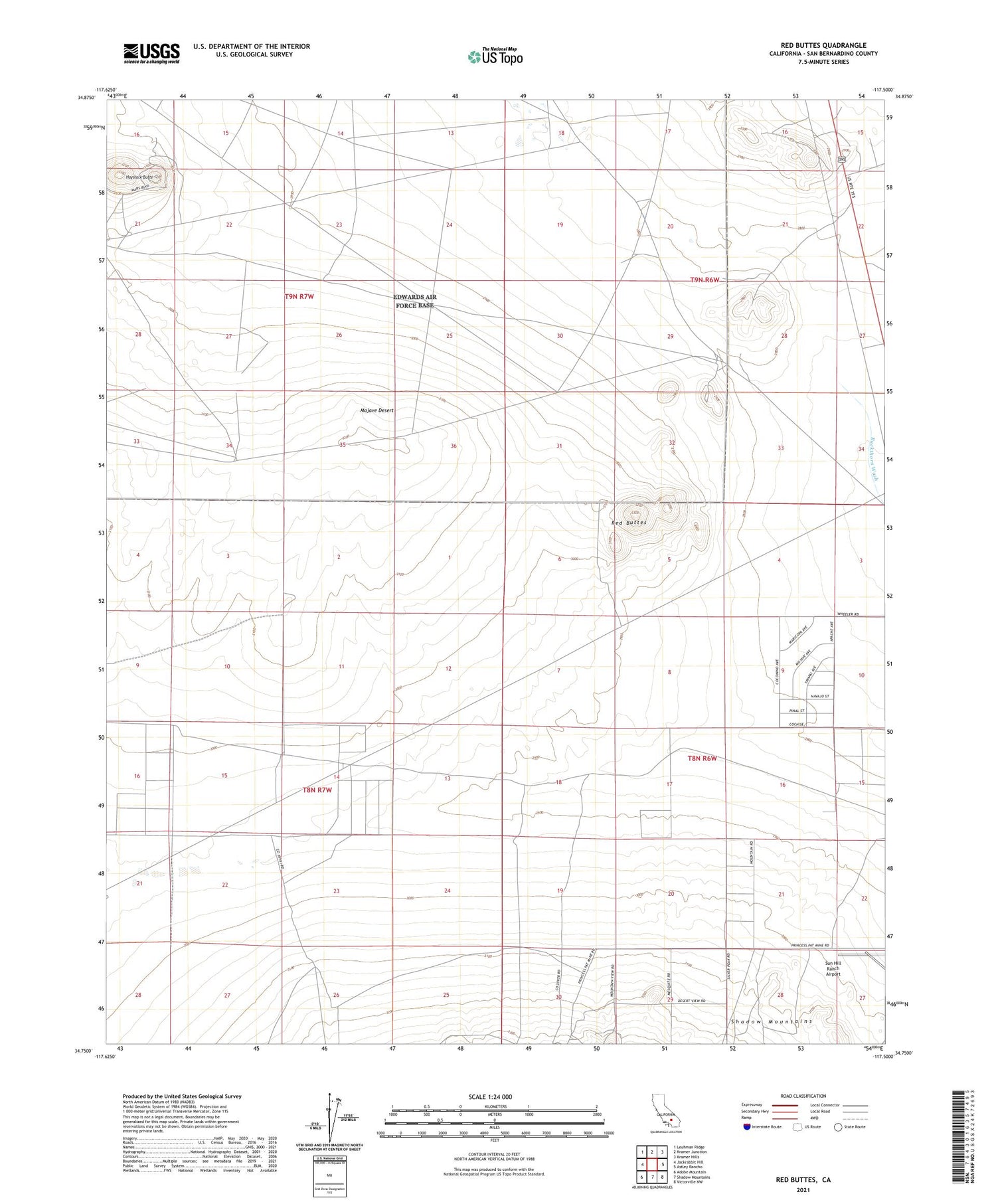 Red Buttes California US Topo Map Image