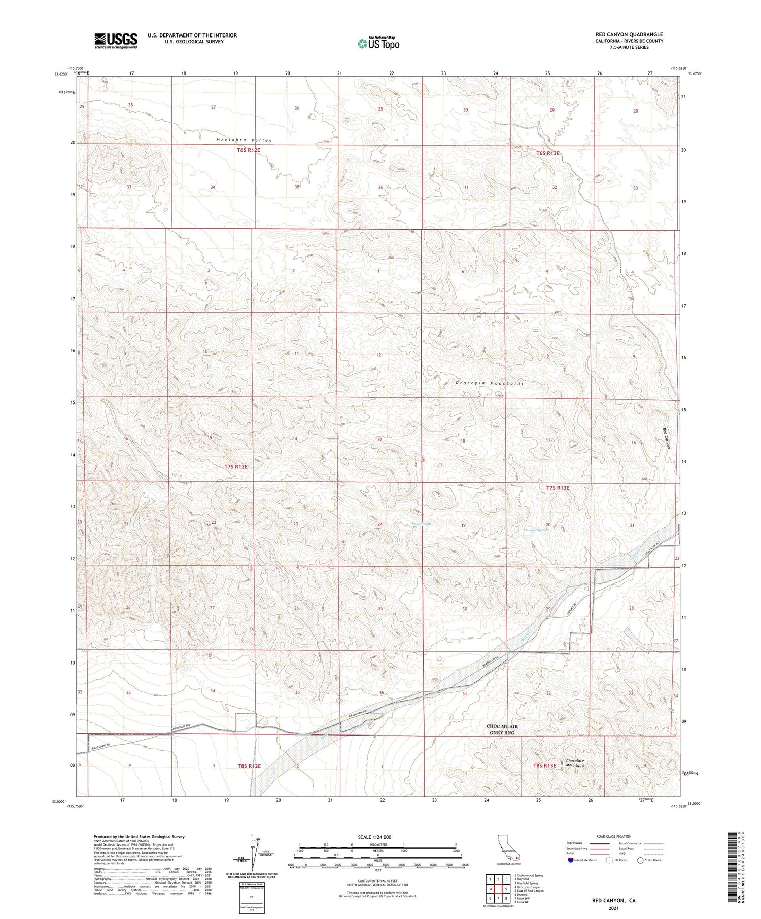 Red Canyon California US Topo Map Image
