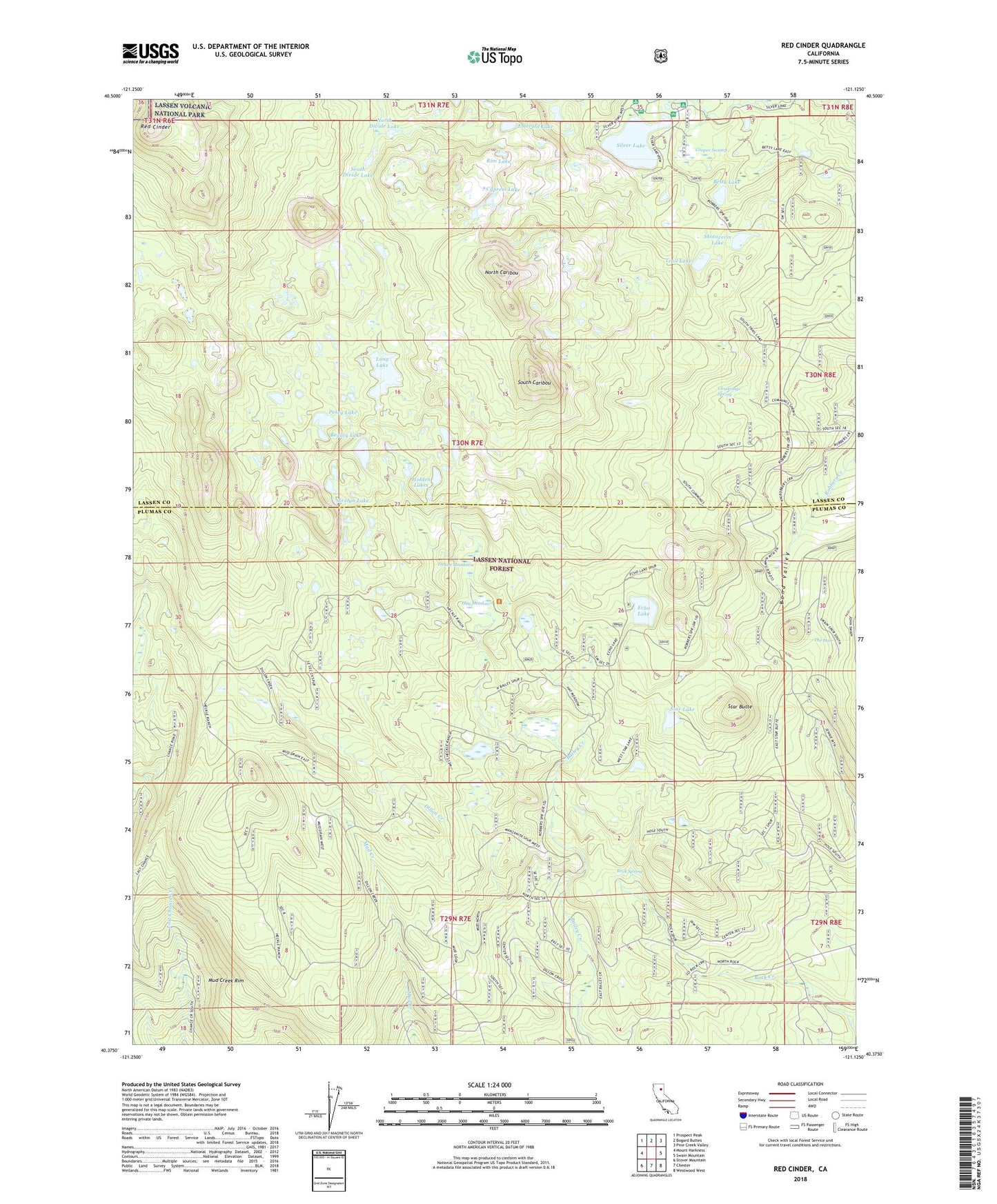 Red Cinder California US Topo Map Image
