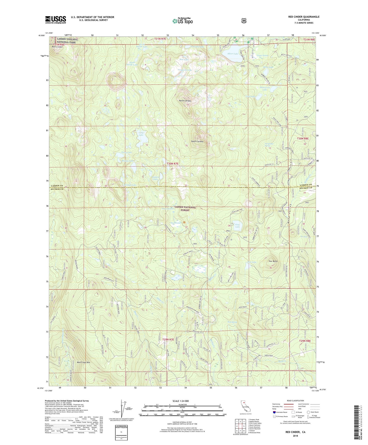 Red Cinder California US Topo Map Image