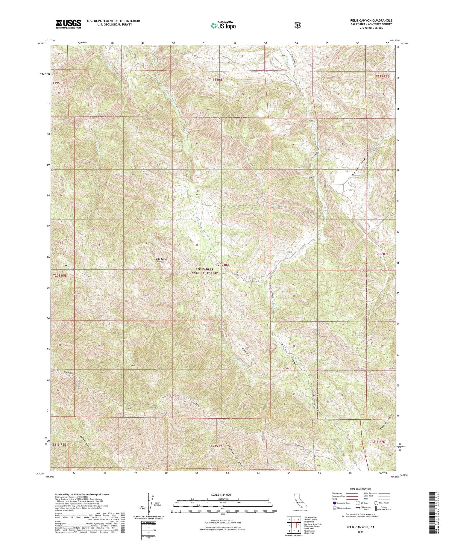 Reliz Canyon California US Topo Map Image